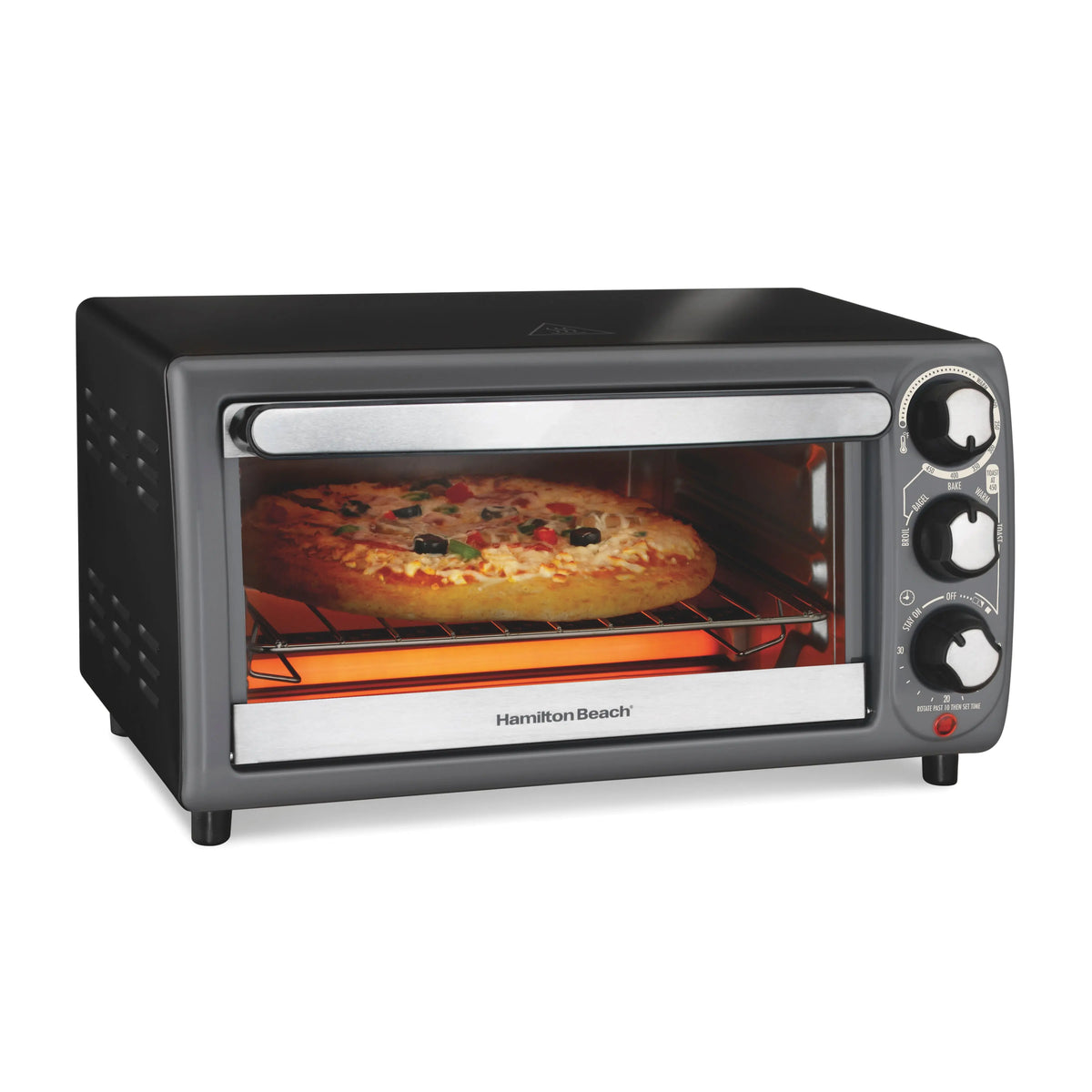 Hamilton Beach Toaster Oven, Black with Gray Accents, 31148 Hand C Mart