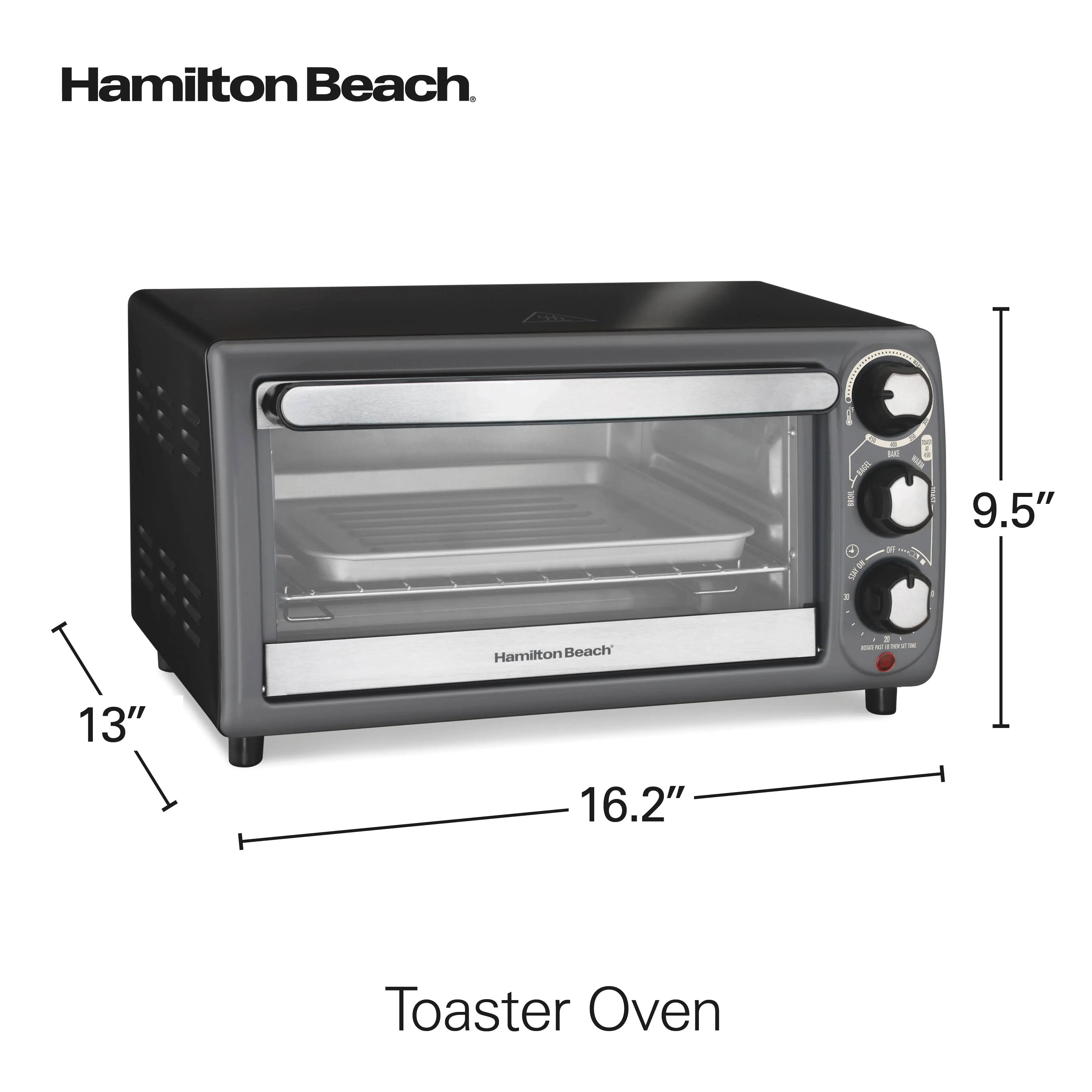 Hamilton Beach Toaster Oven, Black with Gray Accents, 31148 Hand C Mart