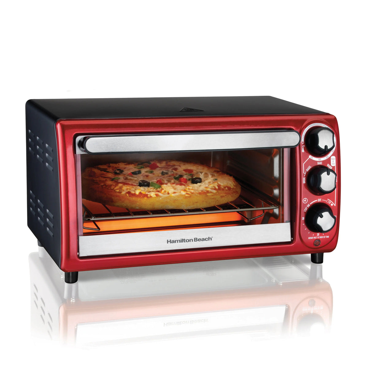 Hamilton Beach Toaster Oven, Red with Gray Accents, 31146 Hand C Mart