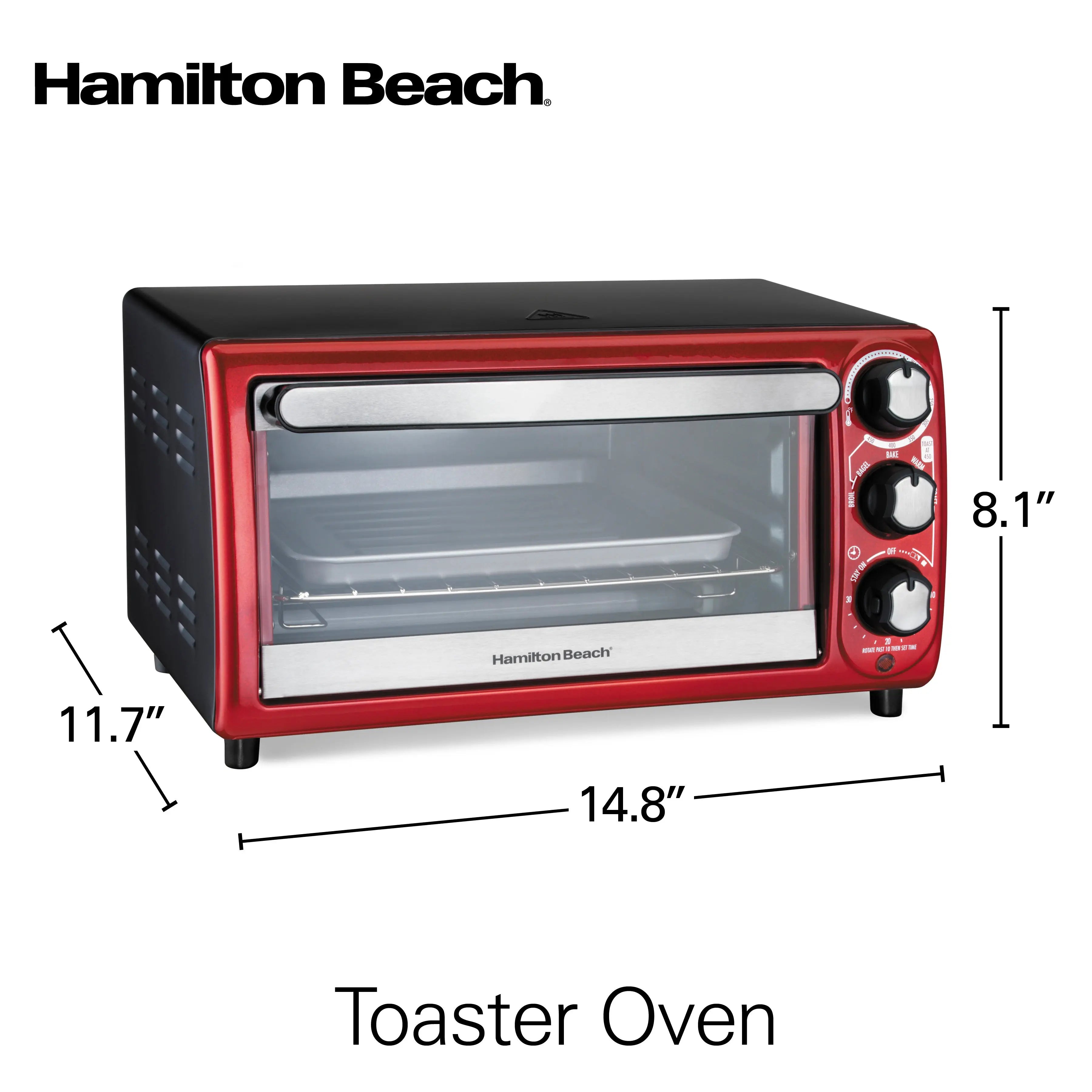 Hamilton Beach Toaster Oven, Red with Gray Accents, 31146 Hand C Mart