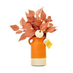 Harvest Orange & Cream Pottery Vase with Leaves Indoor Table Decor by Way To Celebrate Hand C Mart