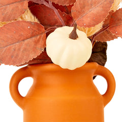 Harvest Orange & Cream Pottery Vase with Leaves Indoor Table Decor by Way To Celebrate Hand C Mart