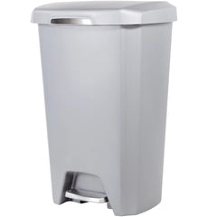 Hefty 12.1 Gallon Trash Can, Plastic Soft Close Step On Kitchen Trash Can, Gray Hand C Mart