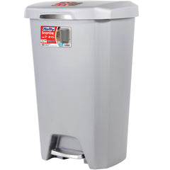 Hefty 12.1 Gallon Trash Can, Plastic Soft Close Step On Kitchen Trash Can, Gray Hand C Mart