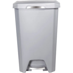 Hefty 12.1 Gallon Trash Can, Plastic Soft Close Step On Kitchen Trash Can, Gray Hand C Mart