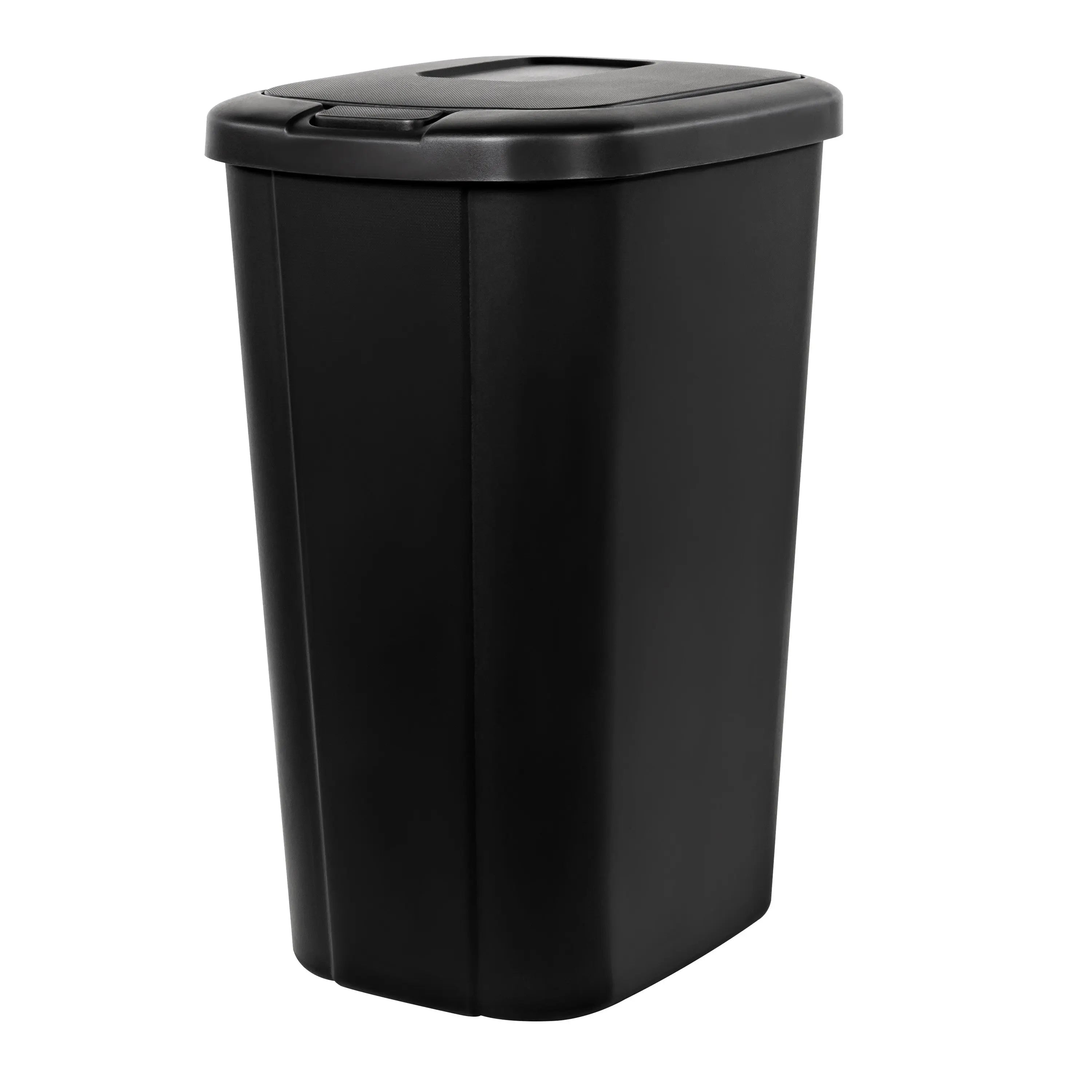 Hefty 13.3 Gallon Trash Can, Plastic Touch Top Kitchen Trash Can, Black Hand C Mart