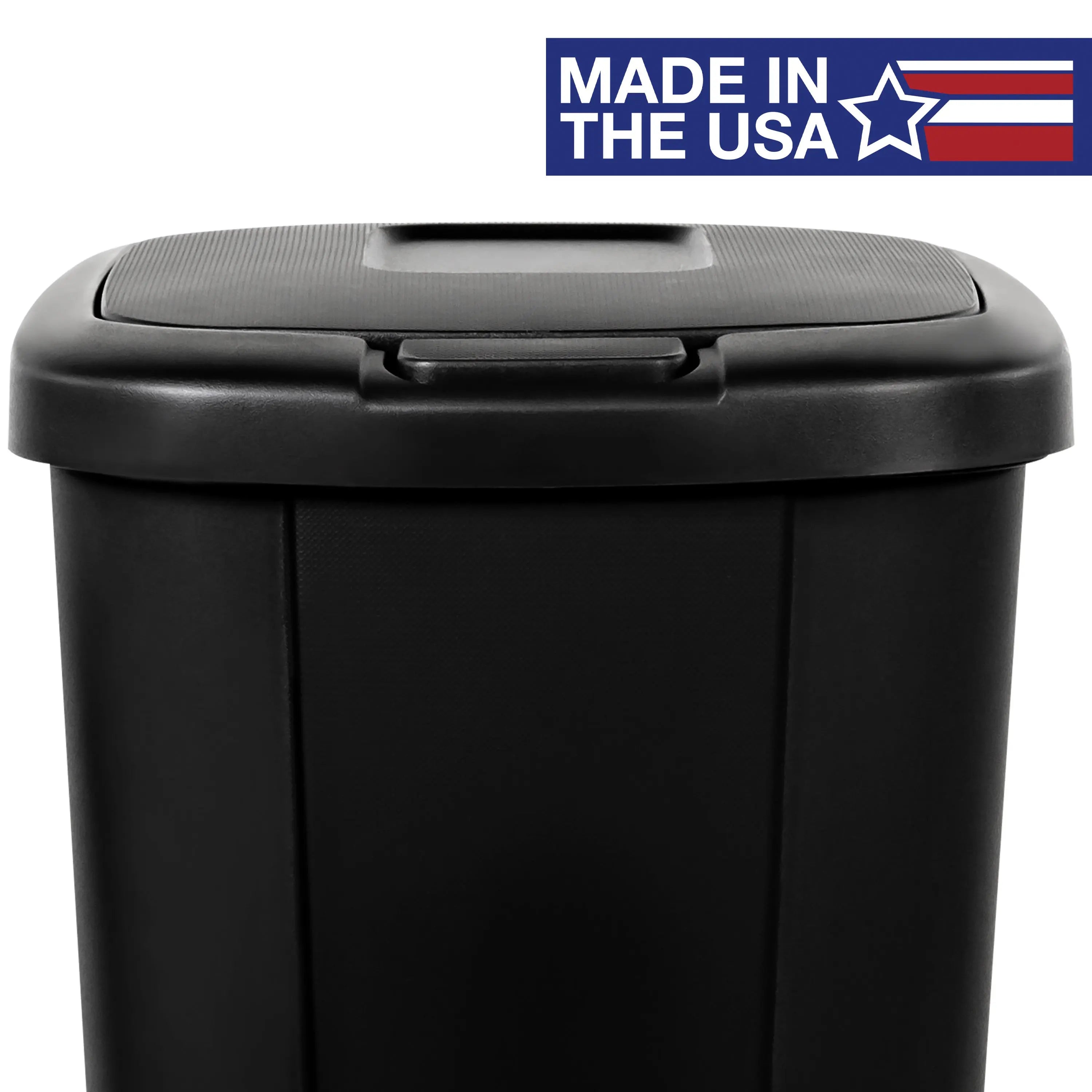 Hefty 13.3 Gallon Trash Can, Plastic Touch Top Kitchen Trash Can, Black Hand C Mart