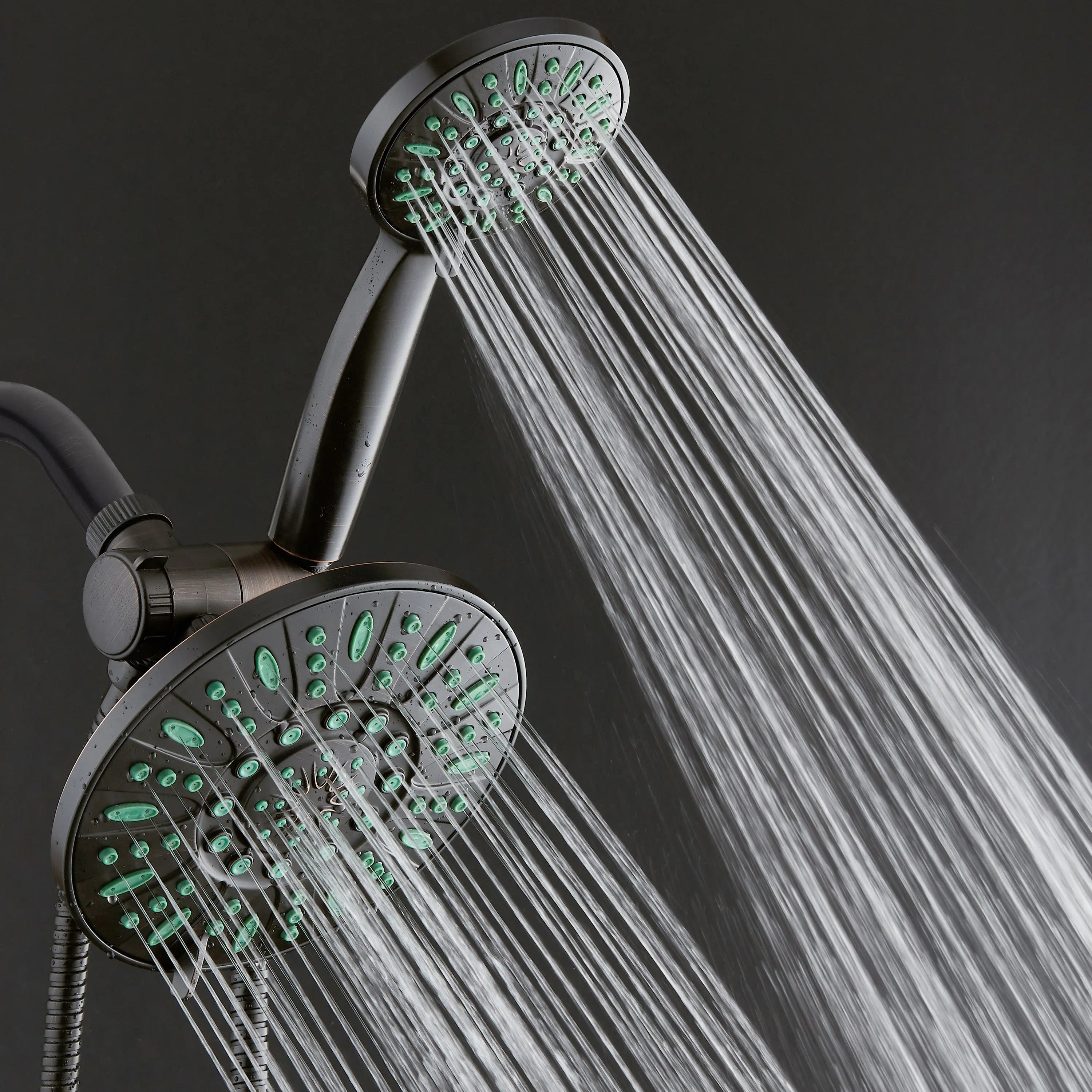 High-Pressure Luxury 48-Mode 7" Shower Head & Handheld 3-Way Combo, Bronze Finish Hand C Mart