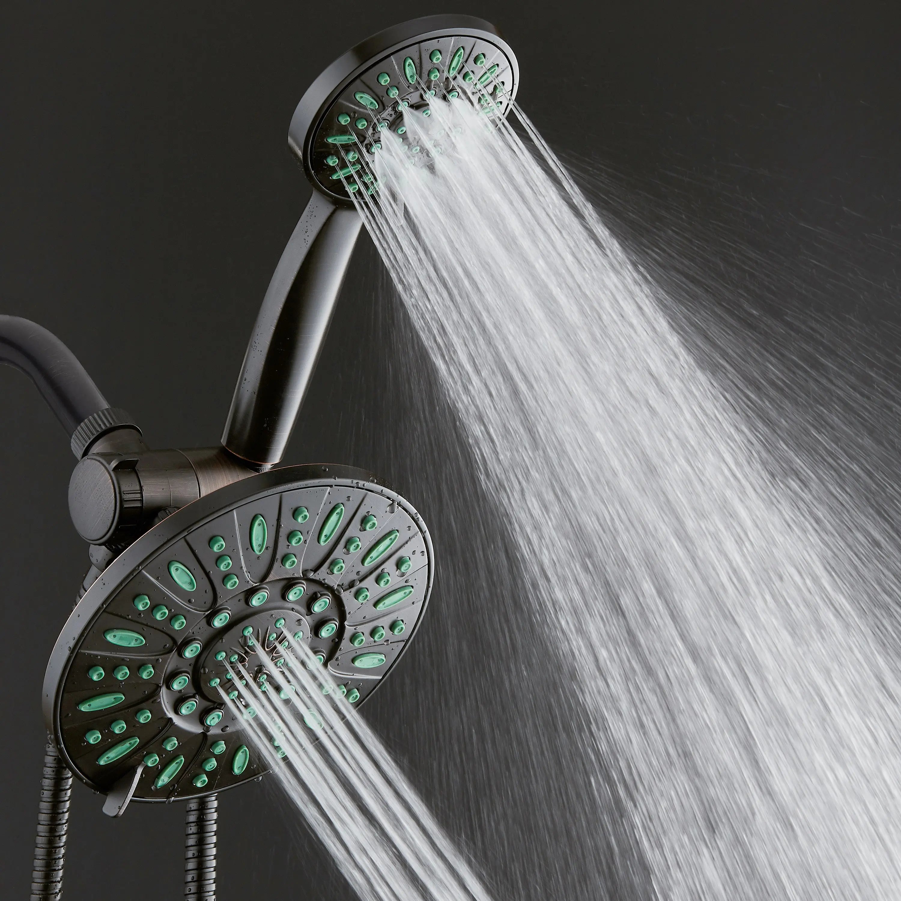 High-Pressure Luxury 48-Mode 7" Shower Head & Handheld 3-Way Combo, Bronze Finish Hand C Mart