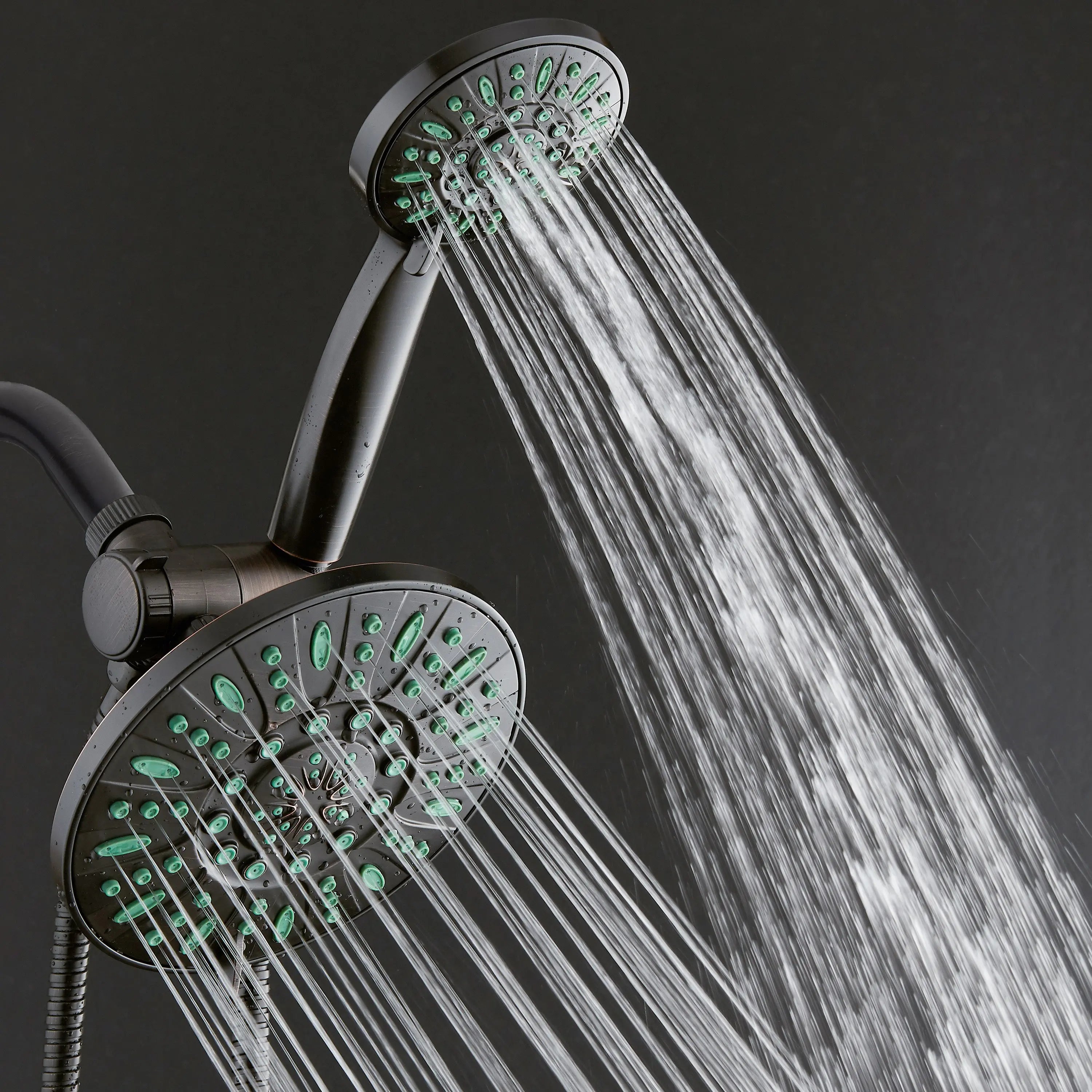 High-Pressure Luxury 48-Mode 7" Shower Head & Handheld 3-Way Combo, Bronze Finish Hand C Mart