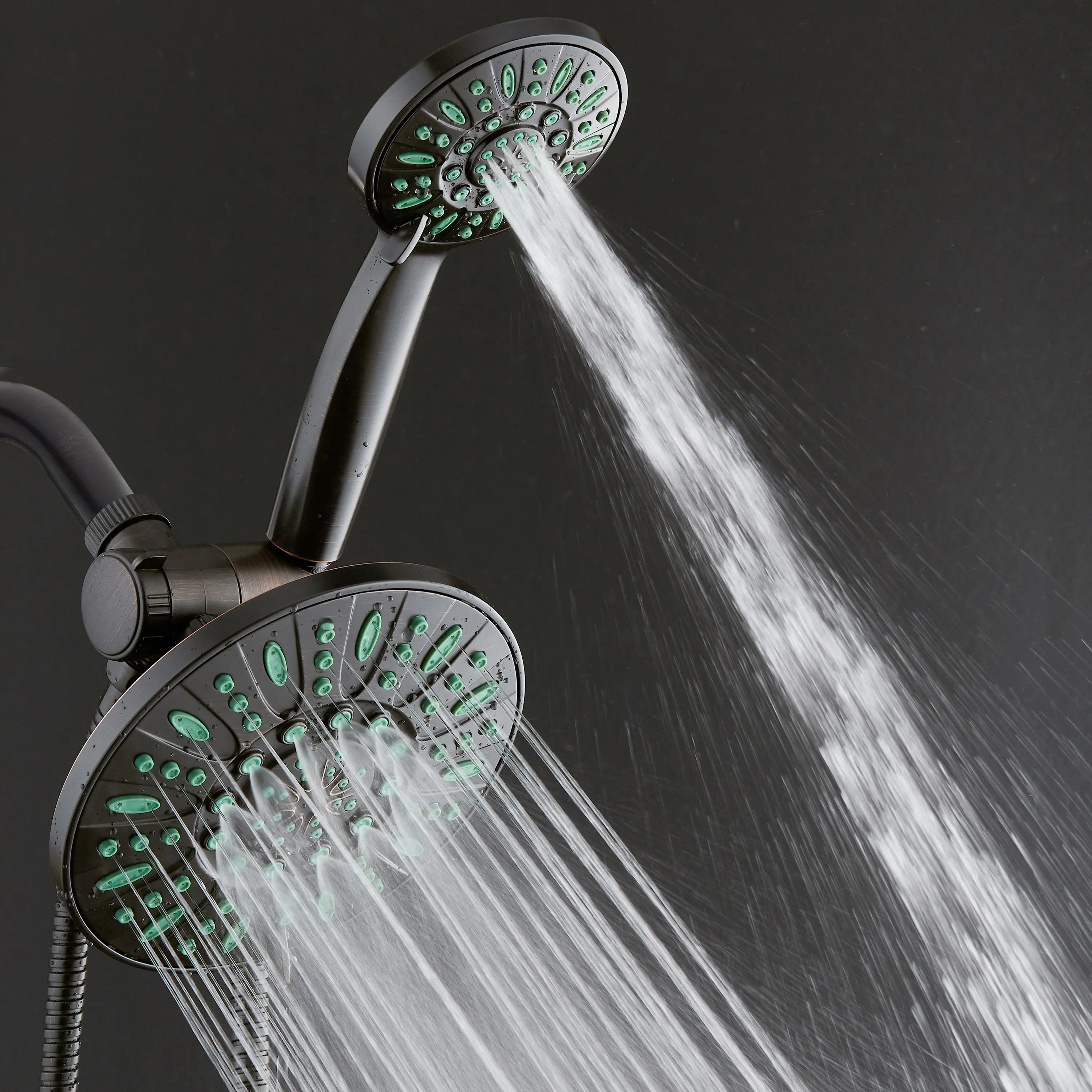 High-Pressure Luxury 48-Mode 7" Shower Head & Handheld 3-Way Combo, Bronze Finish Hand C Mart