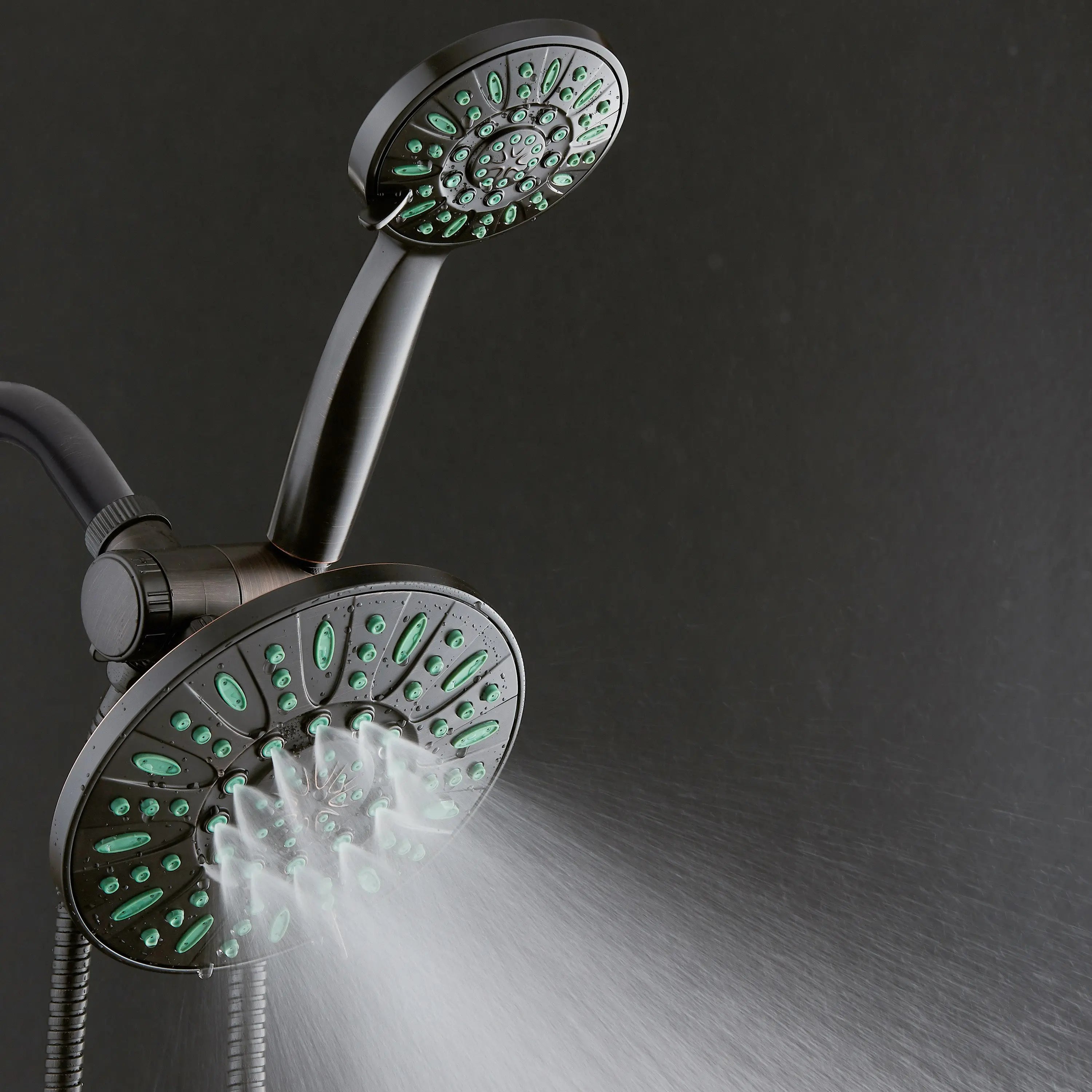 High-Pressure Luxury 48-Mode 7" Shower Head & Handheld 3-Way Combo, Bronze Finish Hand C Mart