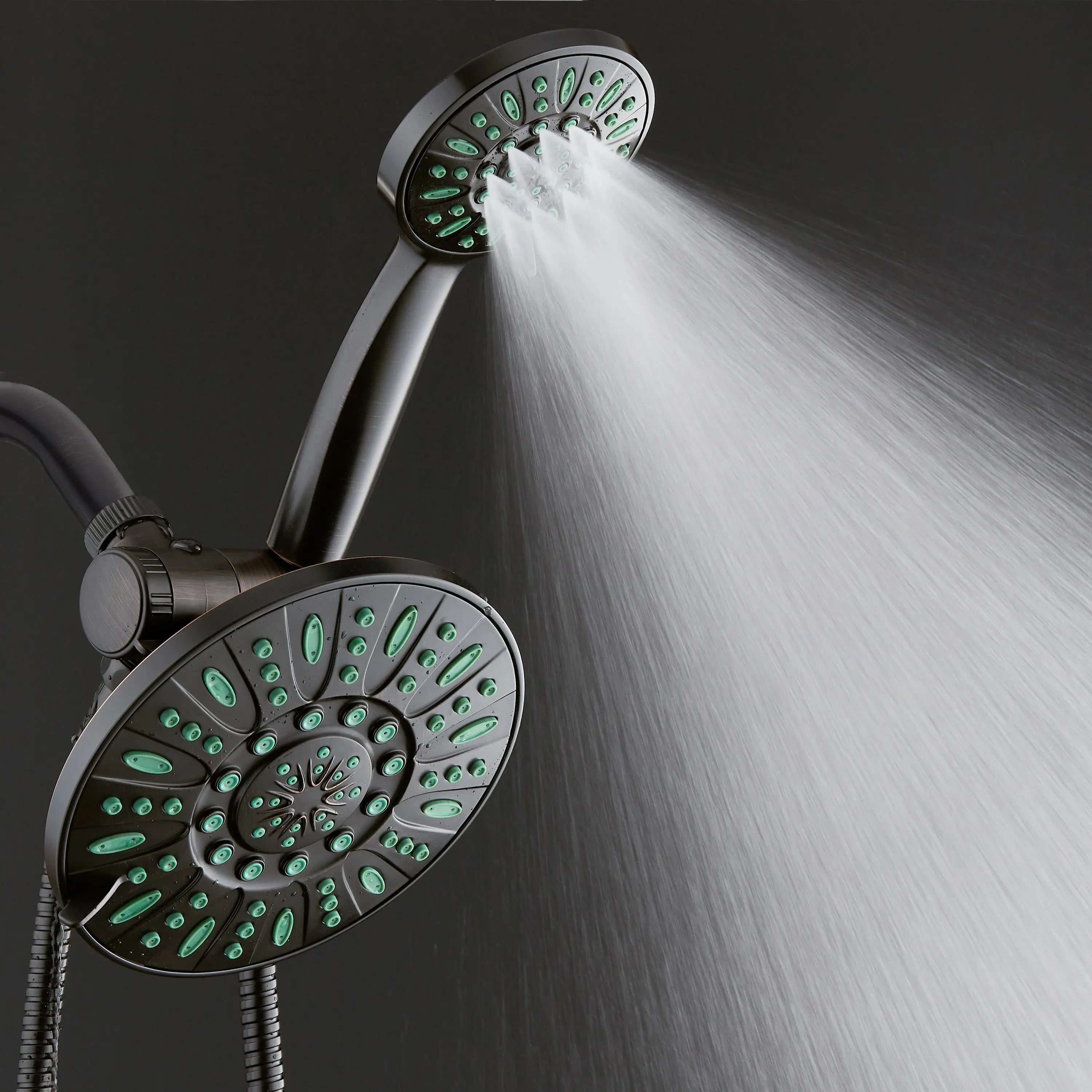 High-Pressure Luxury 48-Mode 7" Shower Head & Handheld 3-Way Combo, Bronze Finish Hand C Mart