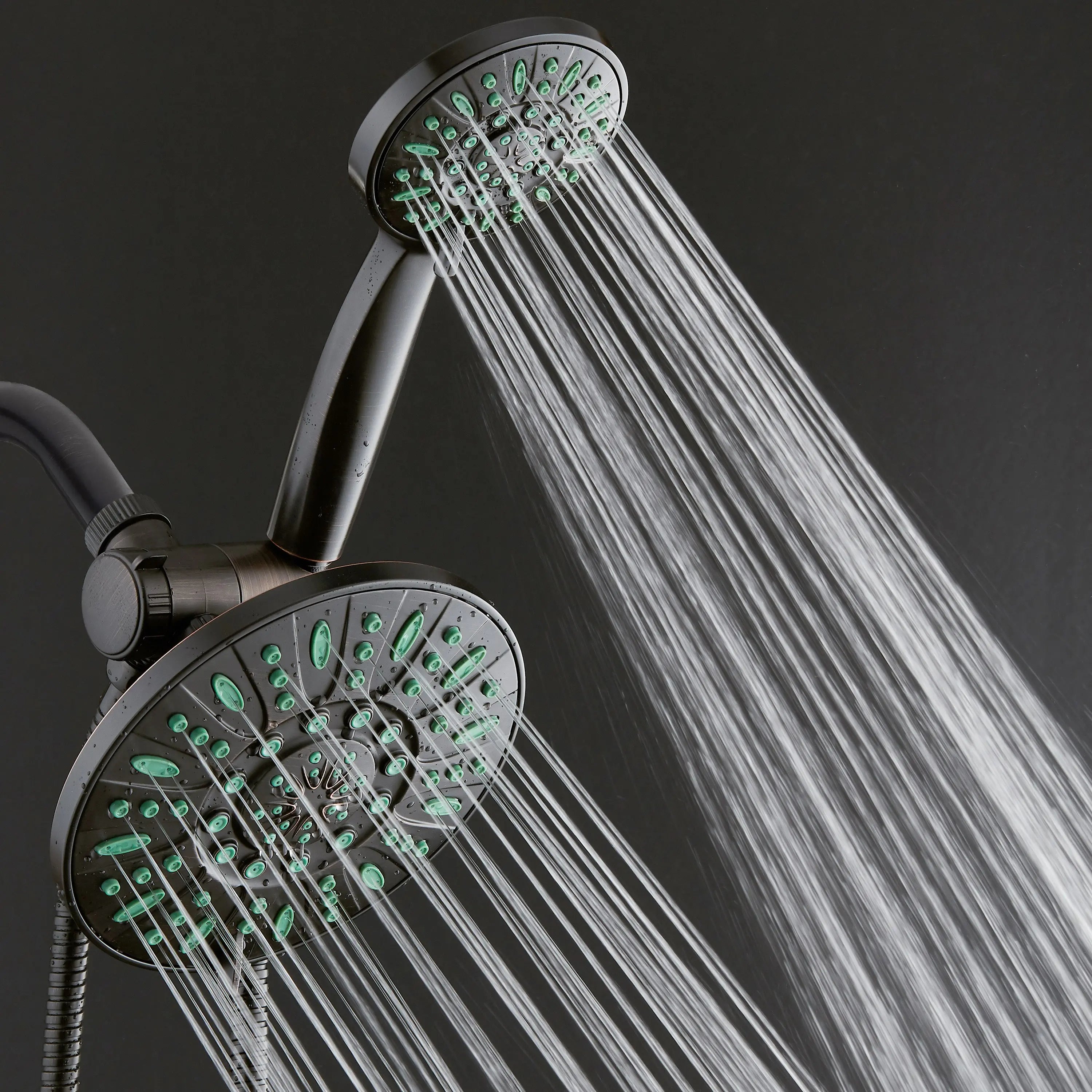 High-Pressure Luxury 48-Mode 7" Shower Head & Handheld 3-Way Combo, Bronze Finish Hand C Mart