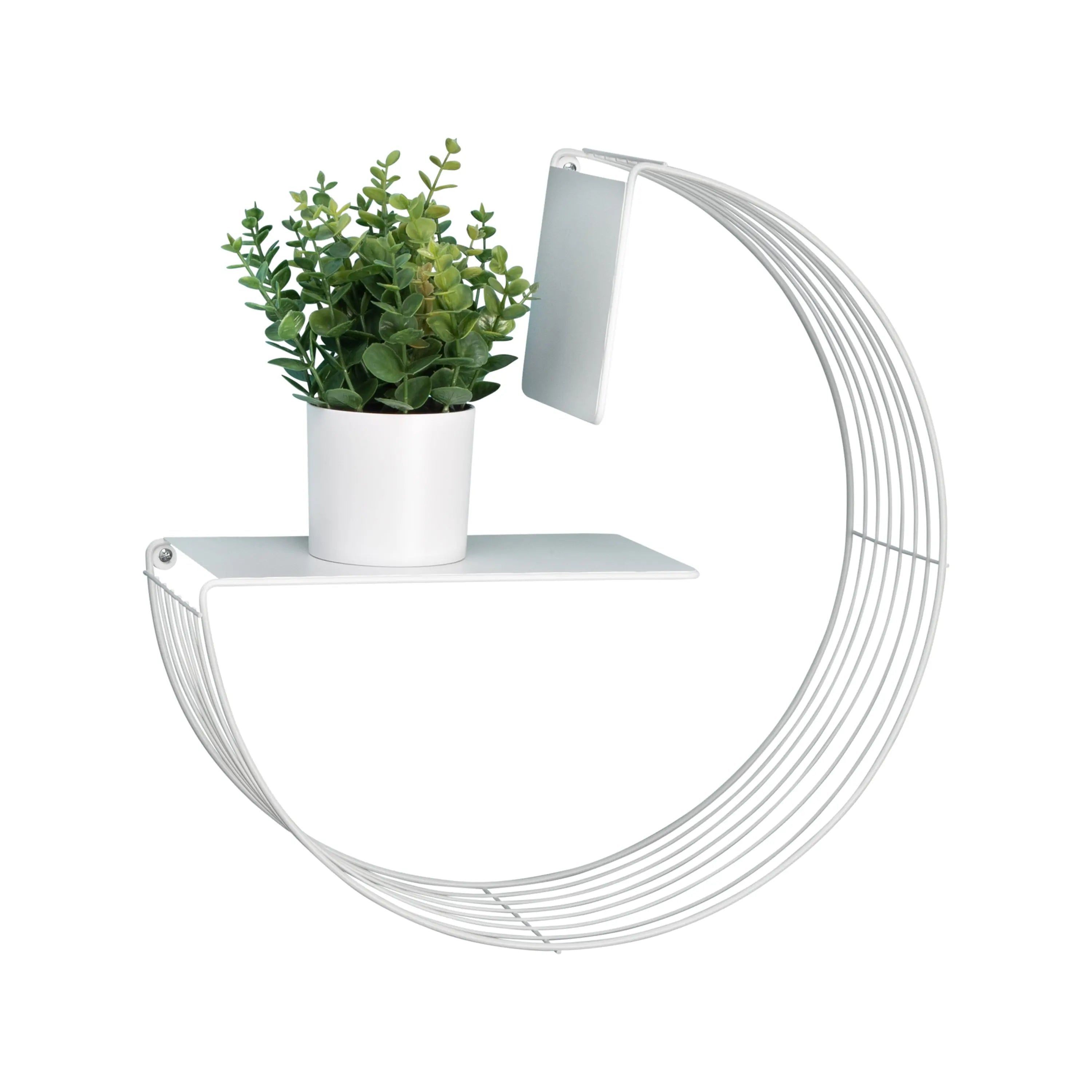 Honey-Can-Do 17.7" W x 17.7" H Steel Floating Circular Accent Shelf, White Hand C Mart