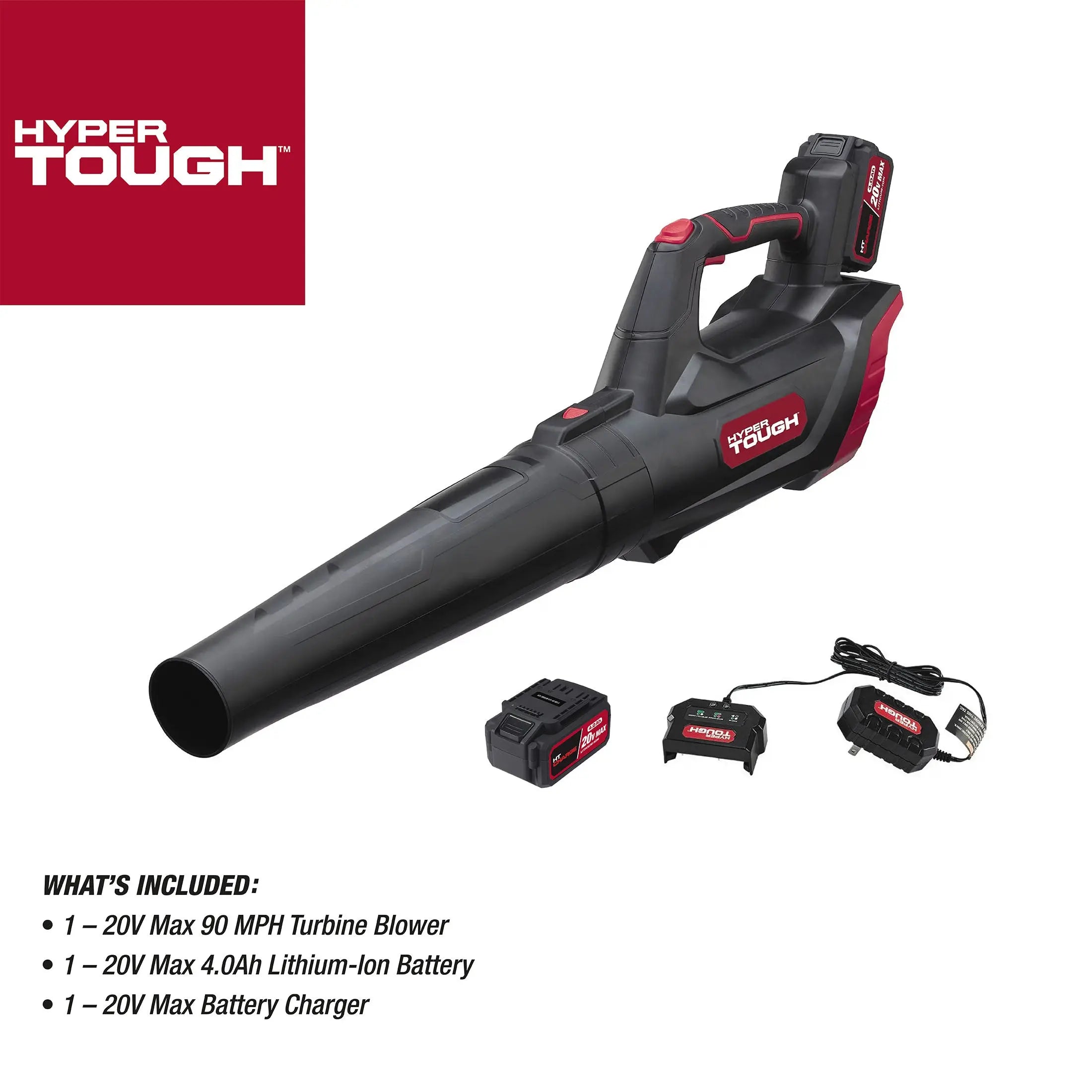 Hyper Tough 20V Max 90 mph 372 Cfm 4.0Ah Battery Powered Cordless Handheld Blower, HT22-401-03-04 Hand C Mart