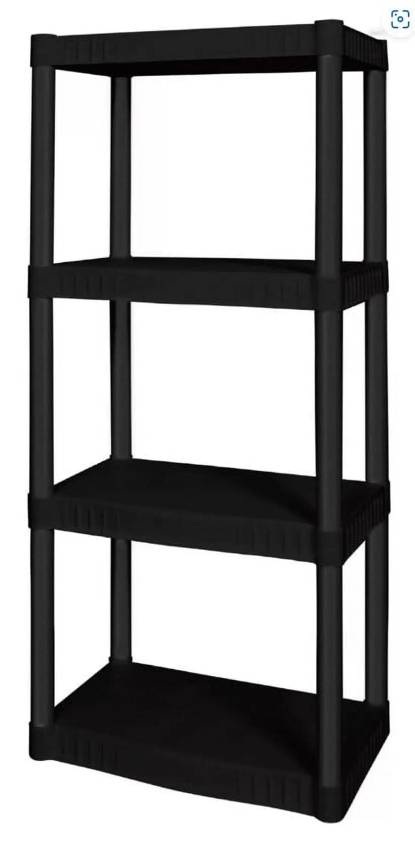 Hyper Tough Plastic 4-Tier Storage Shelves 47.6"H x 21.75"W x 14"D, 240lb Total Capacity, Black Hand C Mart