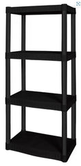 Hyper Tough Plastic 4-Tier Storage Shelves 47.6"H x 21.75"W x 14"D, 240lb Total Capacity, Black Hand C Mart