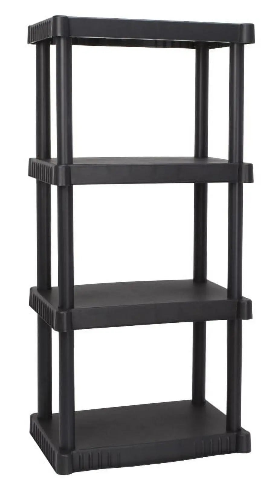 Hyper Tough Plastic 4-Tier Storage Shelves 47.6"H x 21.75"W x 14"D, 240lb Total Capacity, Black Hand C Mart