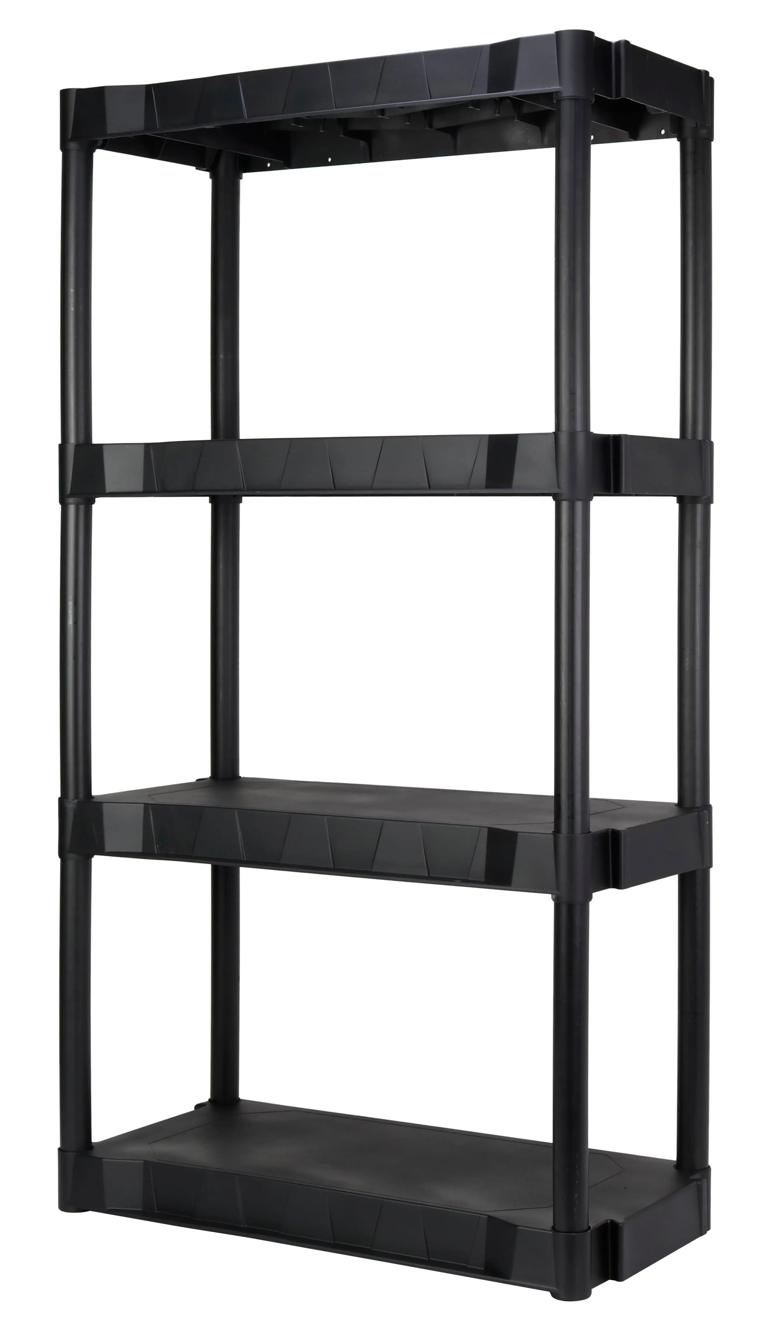 Hyper Tough Plastic 4-Tier Storage Shelves 47.6"H x 21.75"W x 14"D, 240lb Total Capacity, Black Hand C Mart