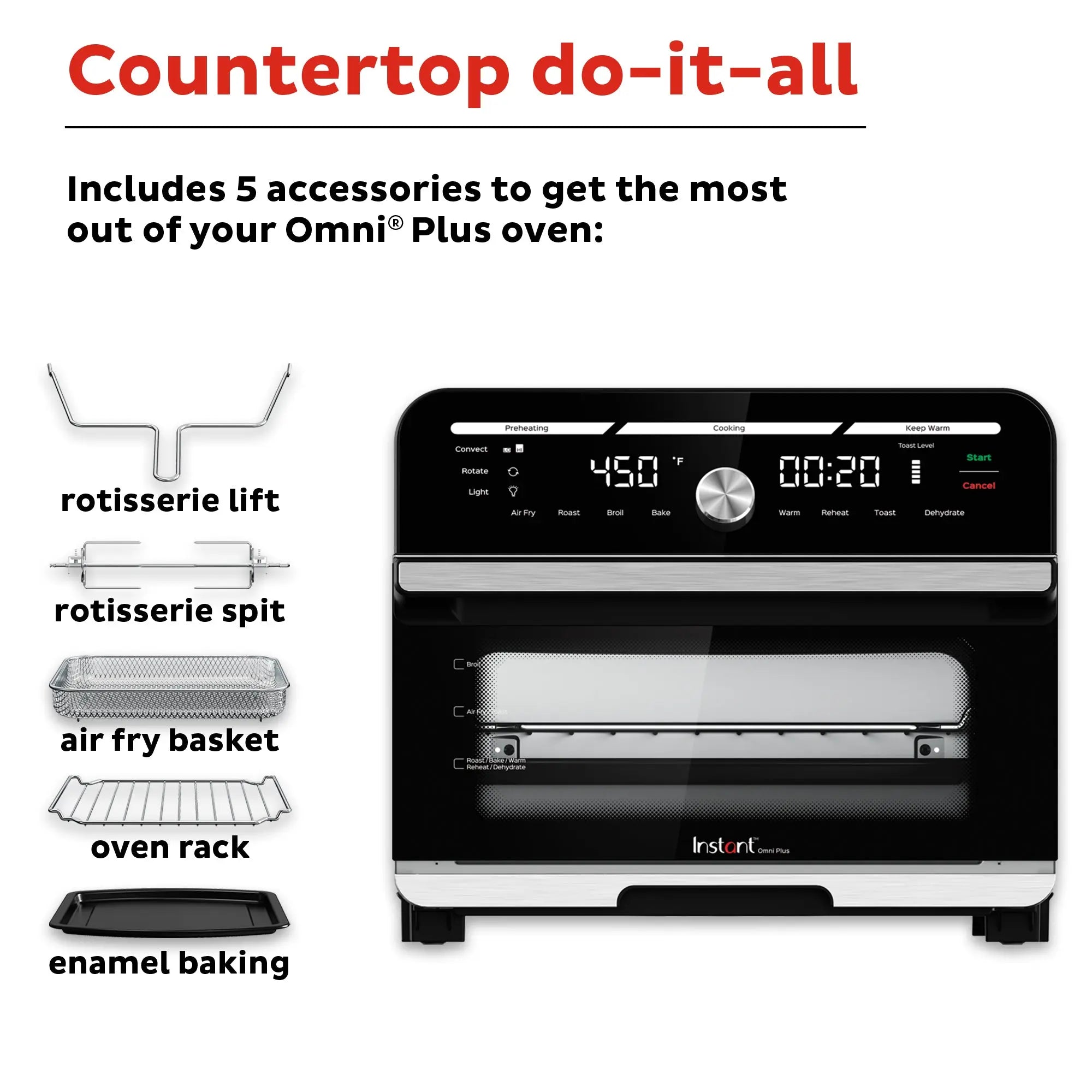 Instant Pot 15.7 x 16.5 x 13.9 in. Omni Stainless Steel Toaster Oven, Black Hand C Mart