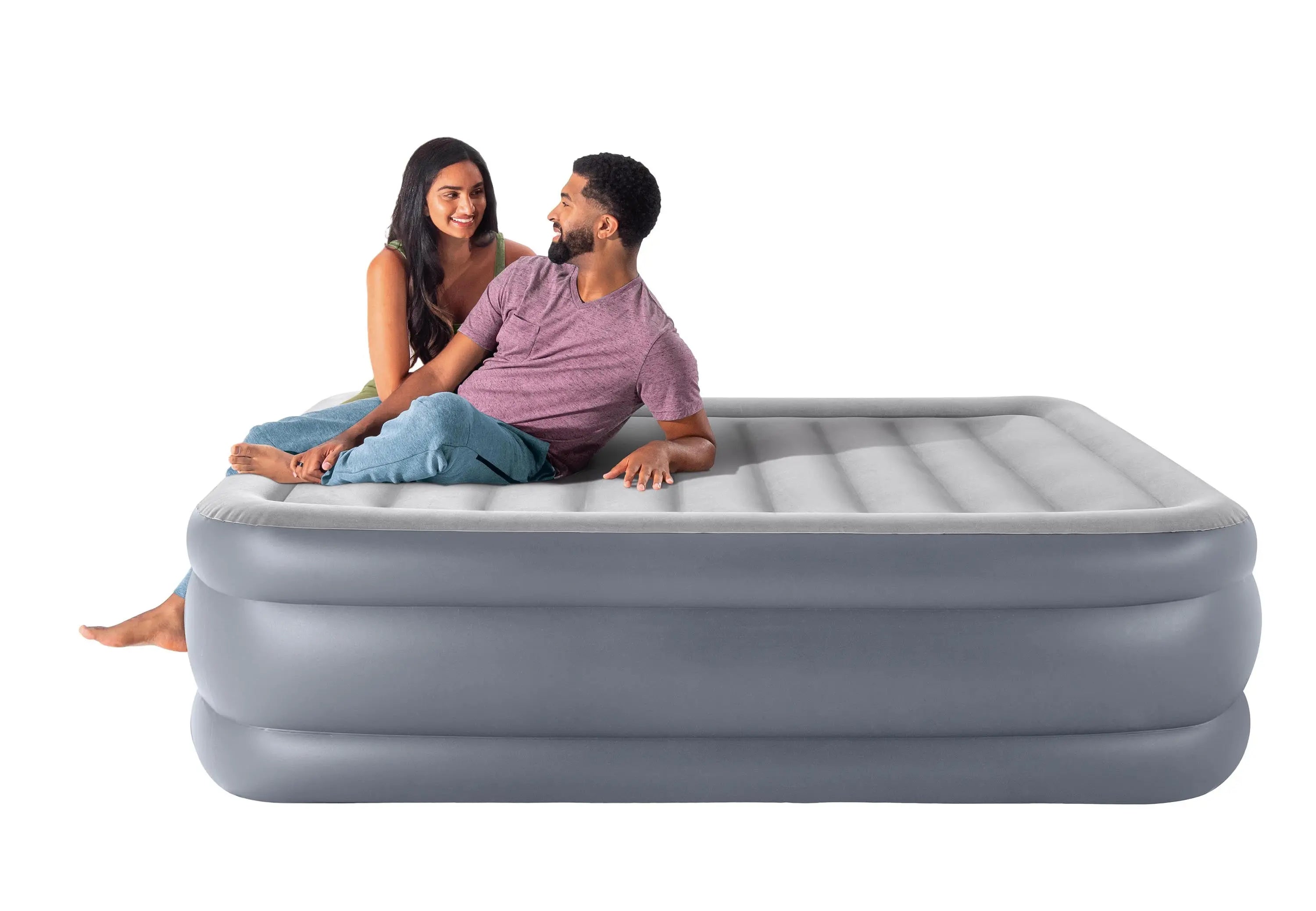 Intex 20" Dura-Beam Deluxe Raised Air Bed Mattress with Internal Pump - Queen Hand C Mart