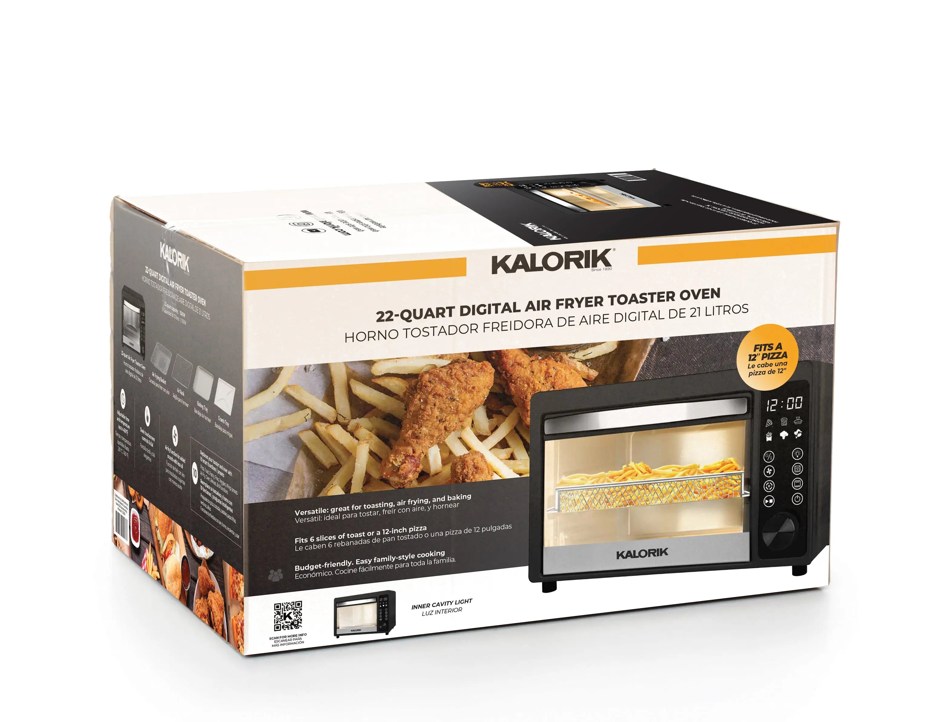 Kalorik® 22-Quart Digital Touchscreen Air Fryer Toaster Oven, Black Hand C Mart