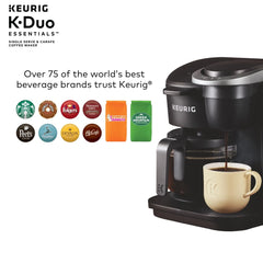 Keurig K-Duo Essentials Black Single-Serve K-Cup Pod Coffee Maker, Black Hand C Mart