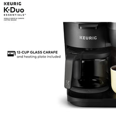 Keurig K-Duo Essentials Black Single-Serve K-Cup Pod Coffee Maker, Black Hand C Mart