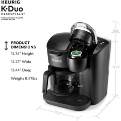 Keurig K-Duo Essentials Black Single-Serve K-Cup Pod Coffee Maker, Black Hand C Mart