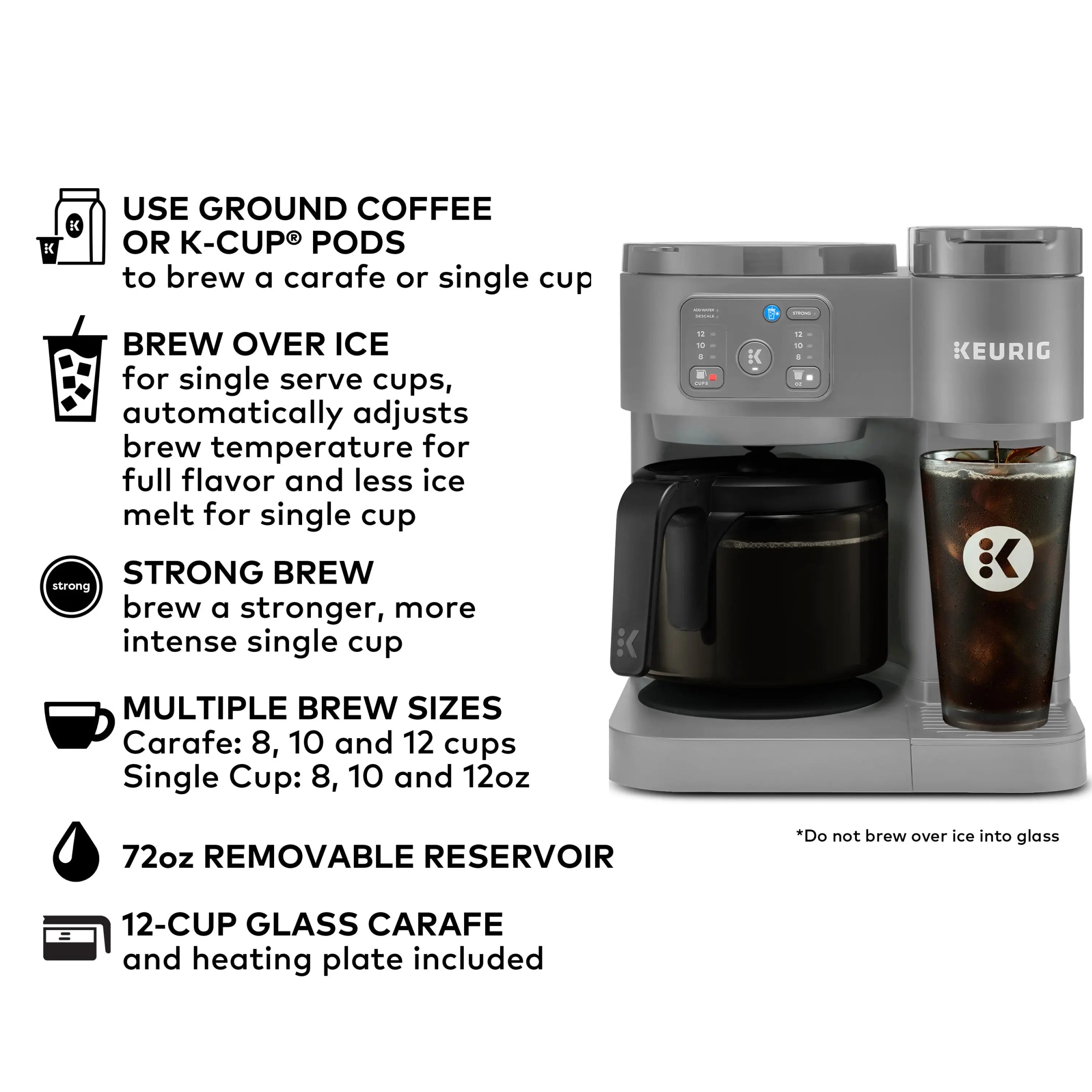 Keurig K-Duo Essentials, Hot & Iced Single-Serve K-Cup Pod Coffee Maker & Carafe, Moonlight Grey Hand C Mart