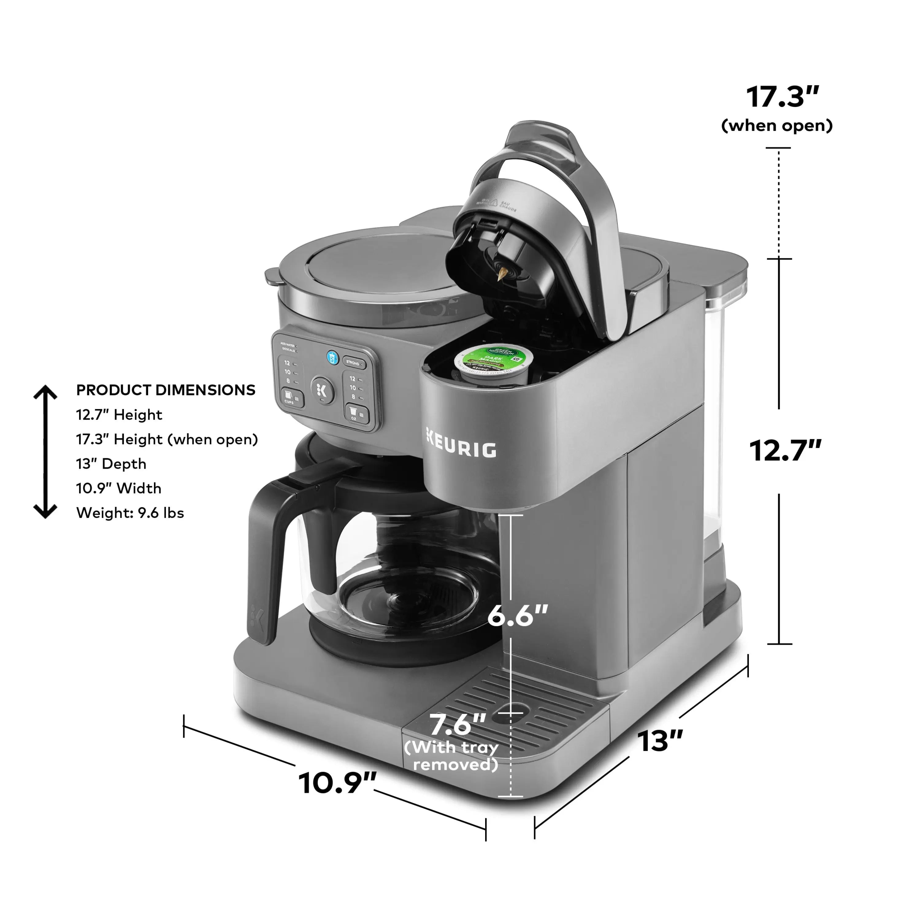 Keurig K-Duo Essentials, Hot & Iced Single-Serve K-Cup Pod Coffee Maker & Carafe, Moonlight Grey Hand C Mart