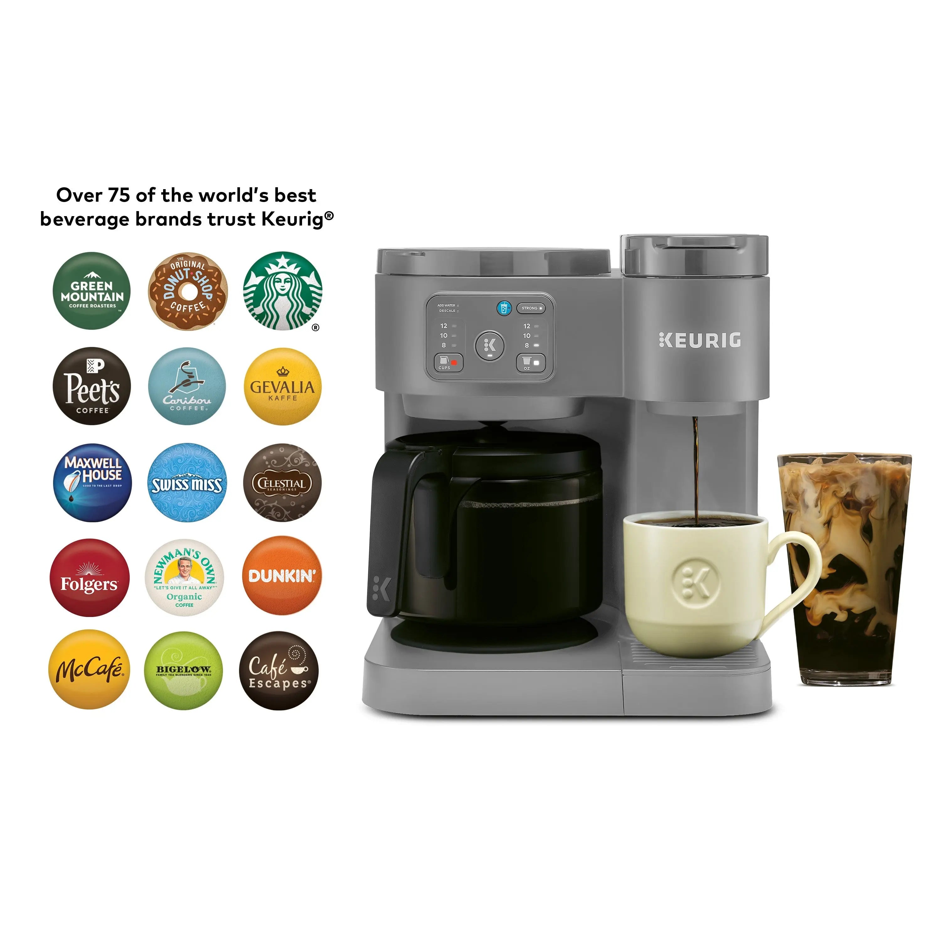 Keurig K-Duo Essentials, Hot & Iced Single-Serve K-Cup Pod Coffee Maker & Carafe, Moonlight Grey Hand C Mart