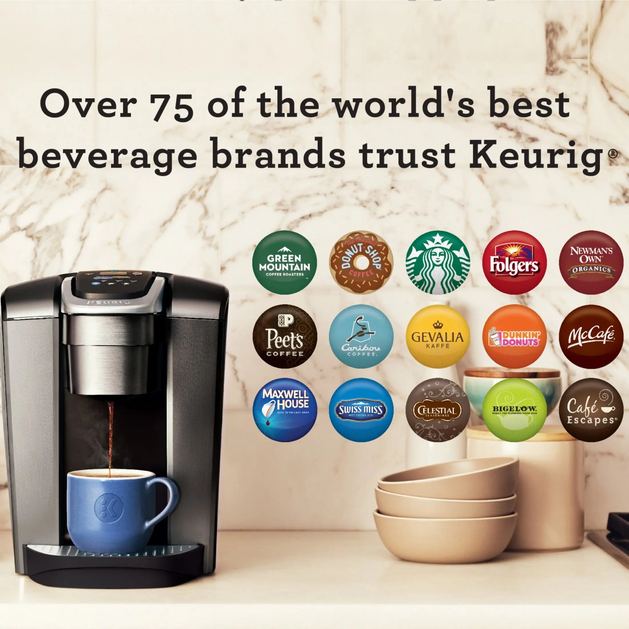 Keurig K-Elite Single-Serve K-Cup Pod Coffee Maker, Brushed Slate Hand C Mart