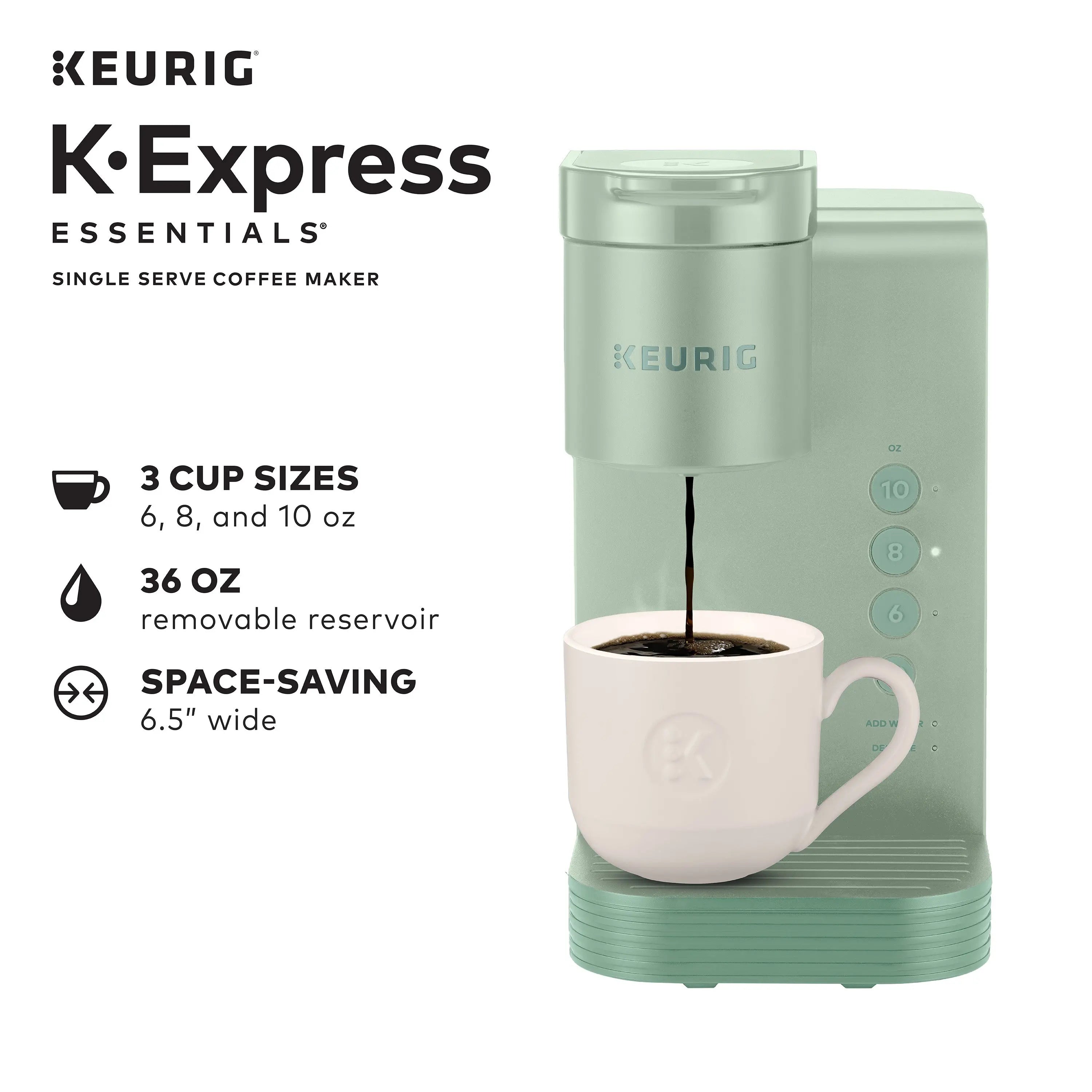 Keurig K-Express Essentials Single Serve K-Cup Pod Coffee Maker, Sage Hand C Mart