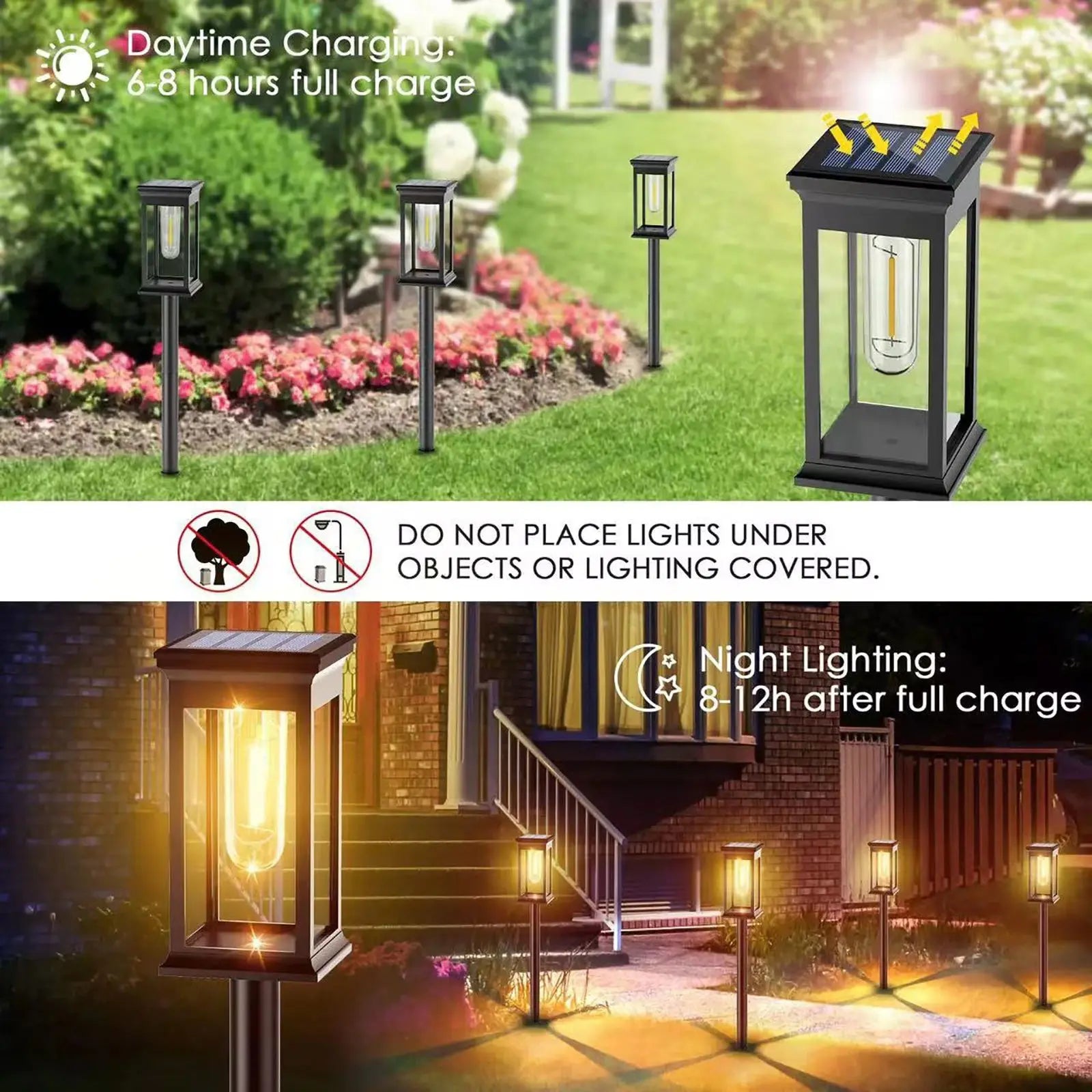 Kidsjoy Solar Pathway Lights Outdoor, 6 Pack Solar Outdoor Lights, IP65 Waterproof Auto On/Off Solar Garden Lights Solar Powered Landscape Path Lights for Yard Lawn Patio Walkway Driveway Hand C Mart