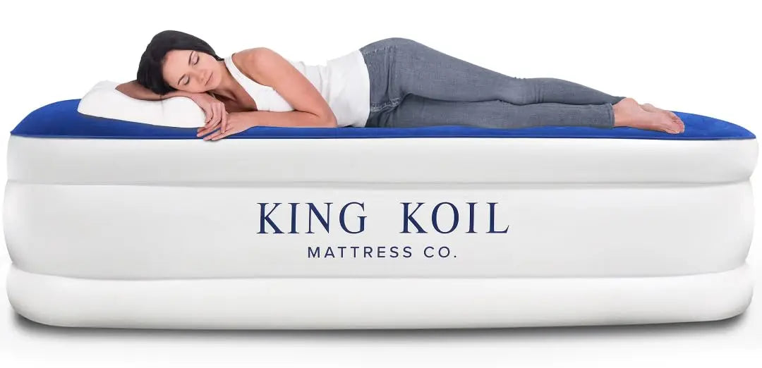 King Koil Pillow Top Plush Queen Air Mattress With Built-in High-Speed Pump Best For Home, Camping, Guests, Queen Size Luxury Double Airbed Adjustable Blow Up Mattress, Waterproof, 1-Year Warranty Hand C Mart