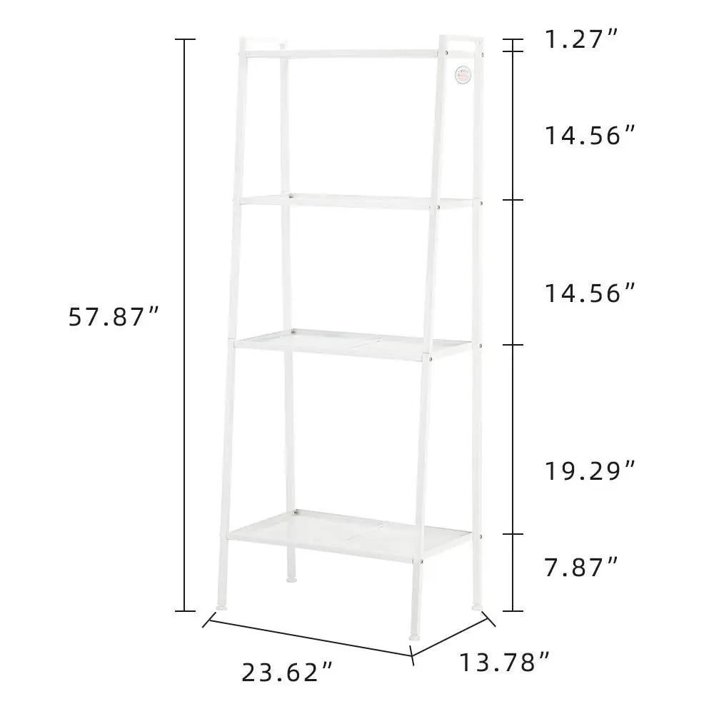 Ktaxon 4-Tier Bookcase Bookshelf Leaning Wall Shelf Rack Ladder Storage Furniture White Hand C Mart