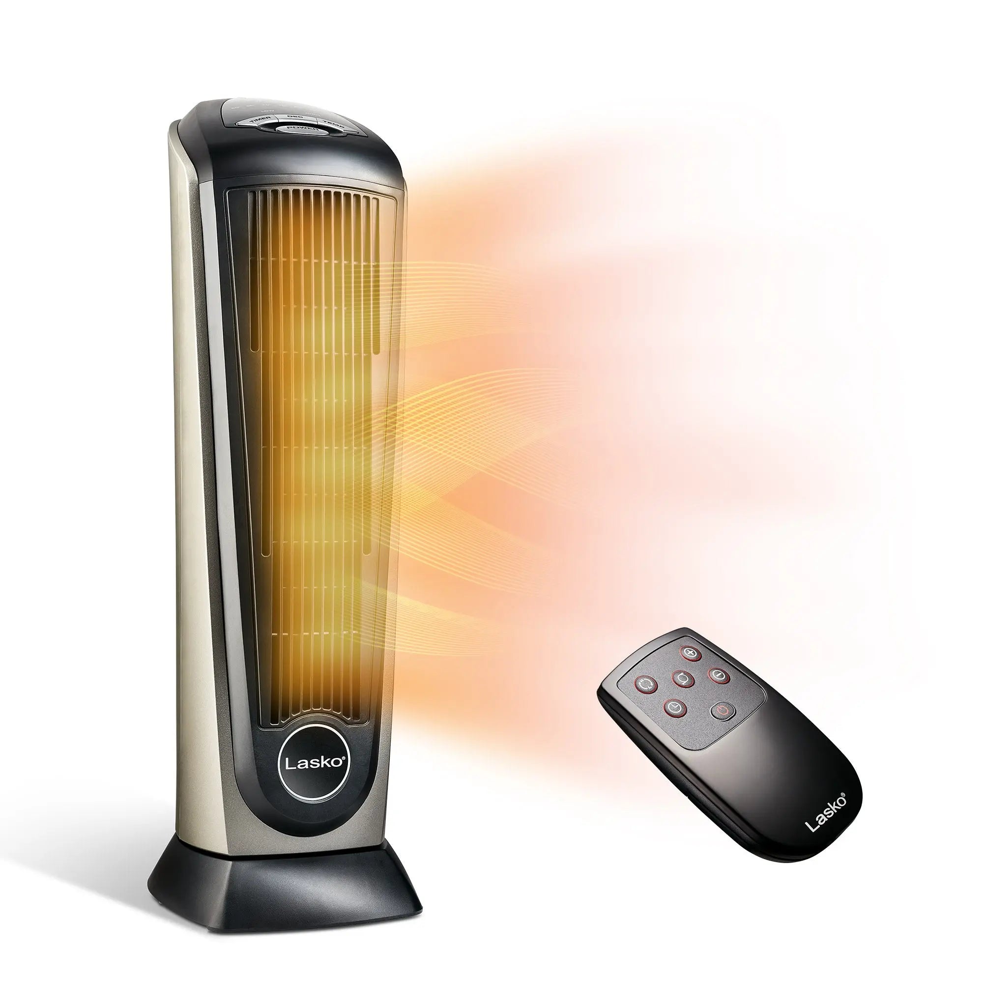 Lasko 22.5" 1500W Oscillating Ceramic Tower Space Heater with Remote, 751320, Black, New Hand C Mart