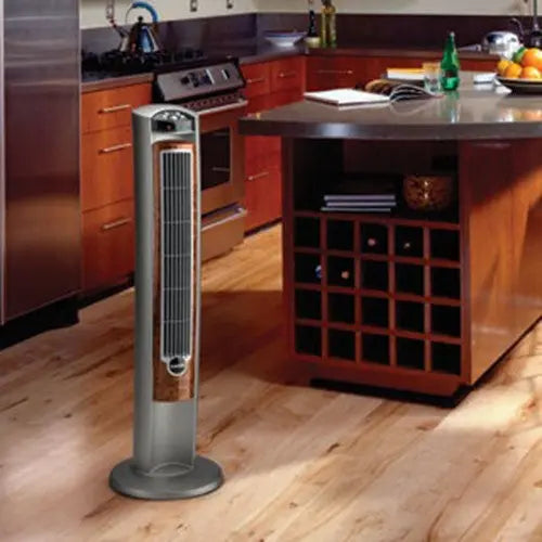 Lasko 42" Wind Curve Tower Fan with Ionizer, Timer and Remote, Gray/Woodgrain, 2554, New Hand C Mart