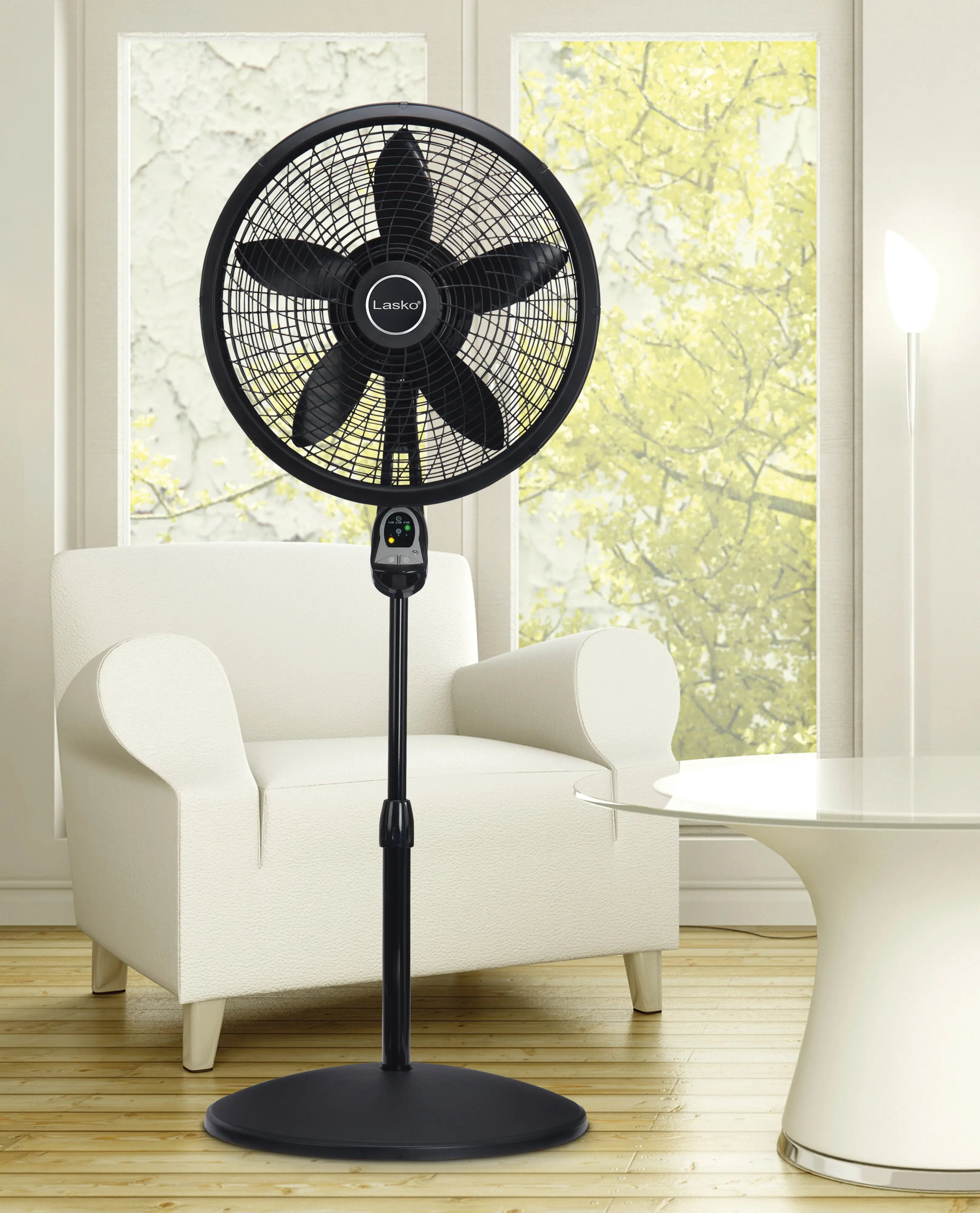 Lasko 54" Cyclone Oscillating 3-Speed Pedestal Fan with Remote and Timer, Black, 1843, New Hand C Mart