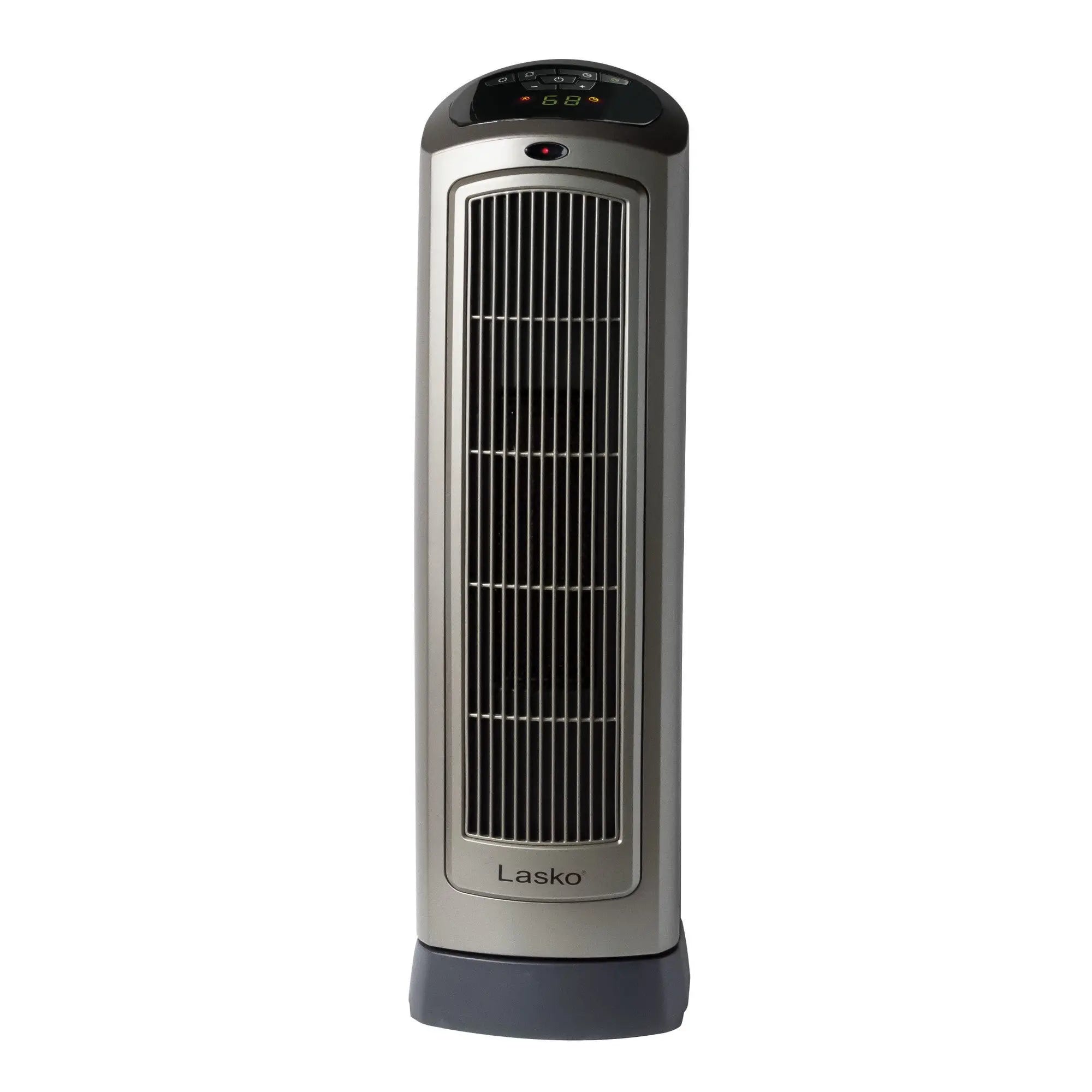 Lasko Portable Oscillating Ceramic Space Heater Tower with Digital Display, Remote Control, 2 Heat Settings and 8 Hour Timer, Gray Hand C Mart