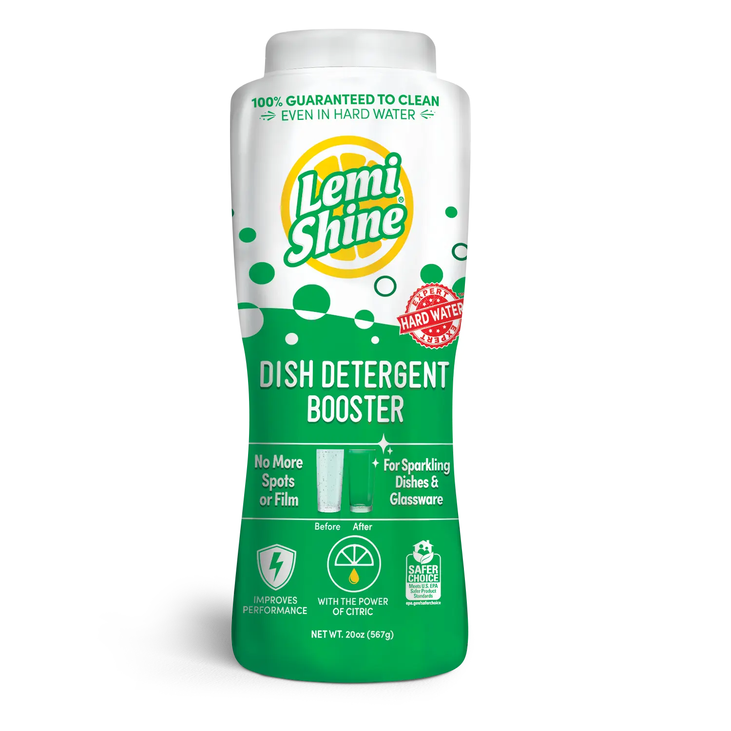 Lemi Shine Dish Detergent Booster, Gets Rid of Hard Water Spots, 20 oz Hand C Mart