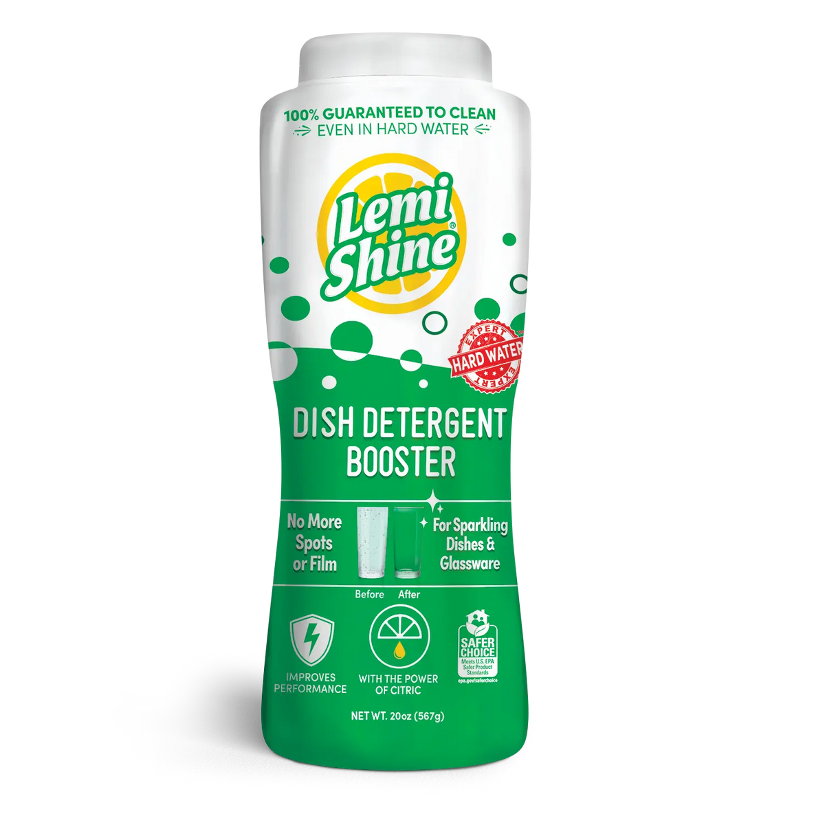 Lemi Shine Dish Detergent Booster, Gets Rid of Hard Water Spots, 20 oz Hand C Mart