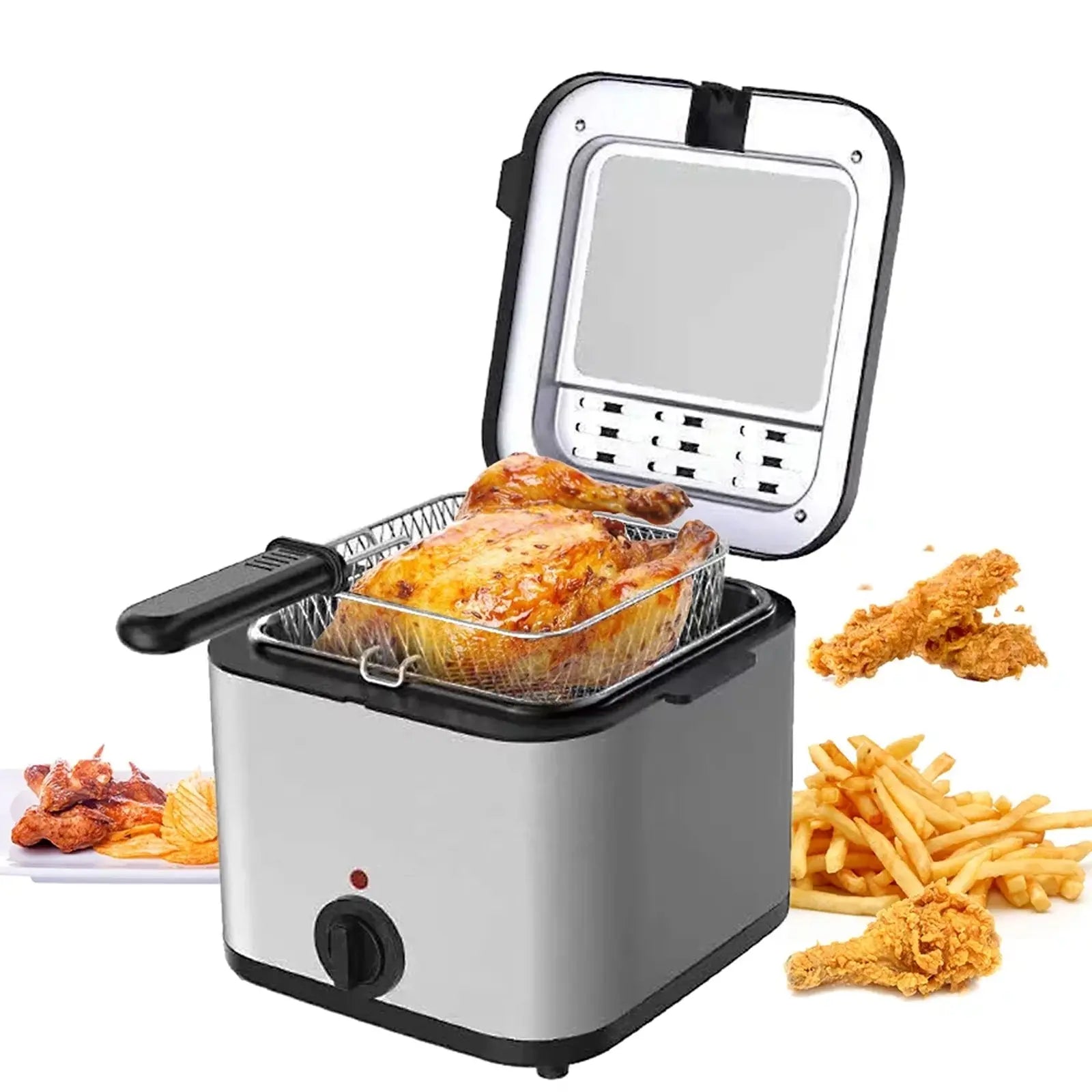 Leyeet Electric Deep Fryer Multiple Function Stainless Steel Electric Fryer Kebab French Fries Machine 1000W 2.5L Hand C Mart