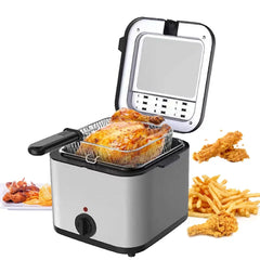 Leyeet Electric Deep Fryer Multiple Function Stainless Steel Electric Fryer Kebab French Fries Machine 1000W 2.5L Hand C Mart