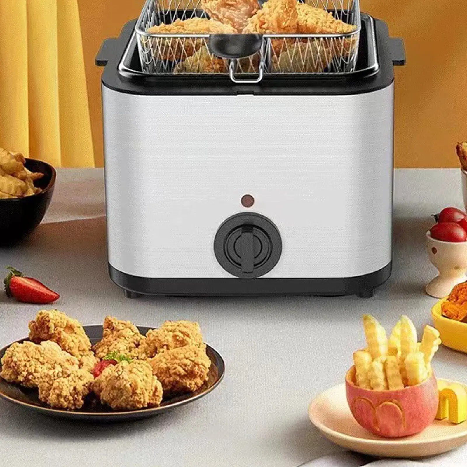 Leyeet Electric Deep Fryer Multiple Function Stainless Steel Electric Fryer Kebab French Fries Machine 1000W 2.5L Hand C Mart