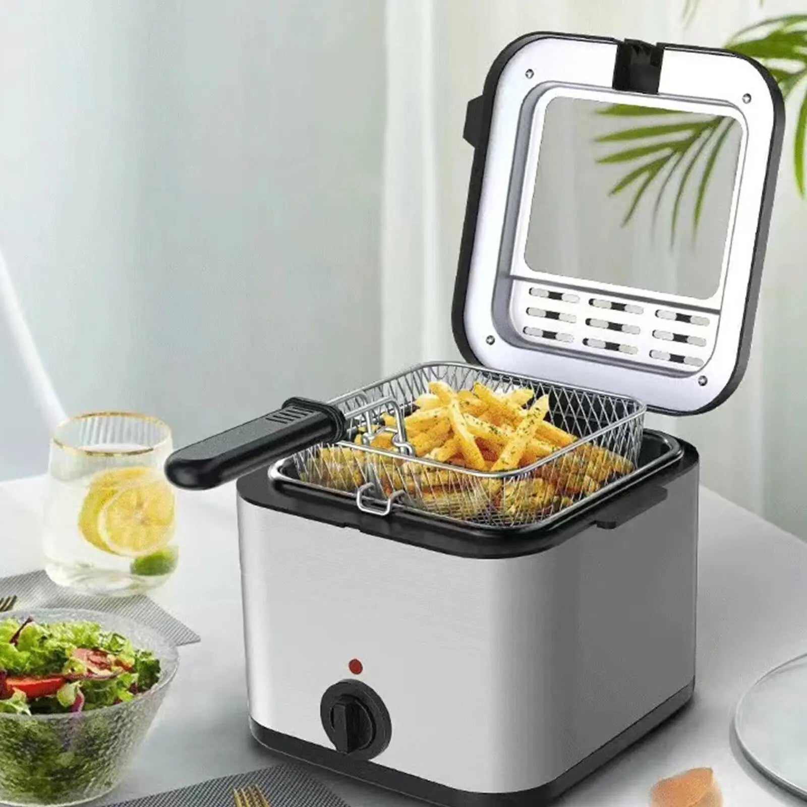 Leyeet Electric Deep Fryer Multiple Function Stainless Steel Electric Fryer Kebab French Fries Machine 1000W 2.5L Hand C Mart