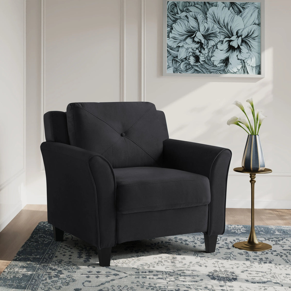 Lifestyle Solutions Taryn Club Chair, Black Fabric Hand C Mart