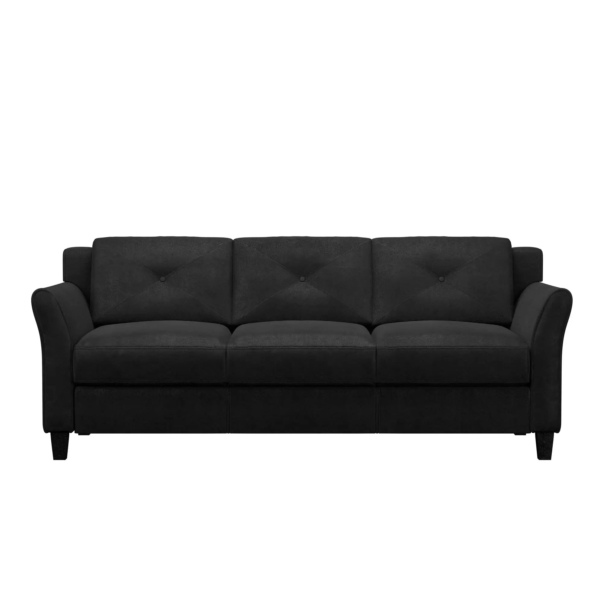 Lifestyle Solutions Taryn Curved Arms Sofa, Black Fabric Hand C Mart